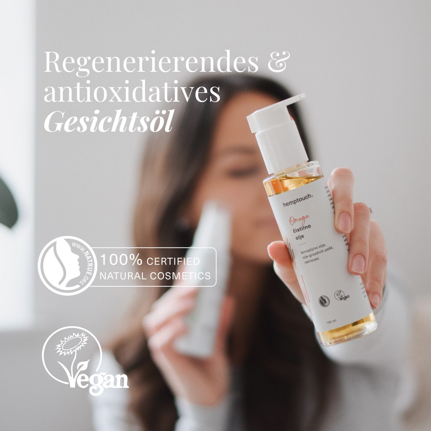 Hemptouch Gesichtsreinigungsgel Cleansing Oil mit Squalan, Hanf- & Traubenkernöl, entfernt sanft und gründlich Schmutz, Talg, Sonnenfilter und Make-up