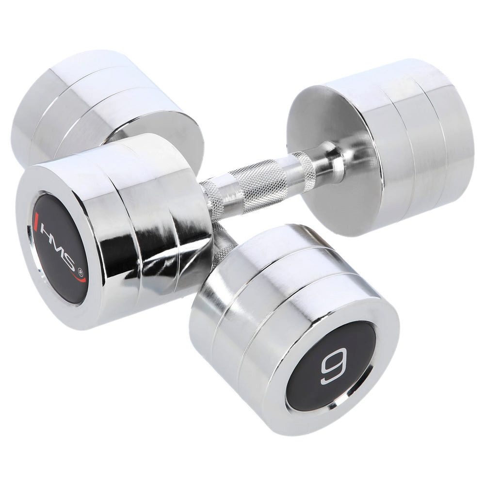 HMS Kurzhantel Handhanteln Gewichtstraining Fitnessgewichte, (Spar-Set, 27 cm lang), verchromter Stahl, gerändelter Griff, Paar 2 x 9 kg