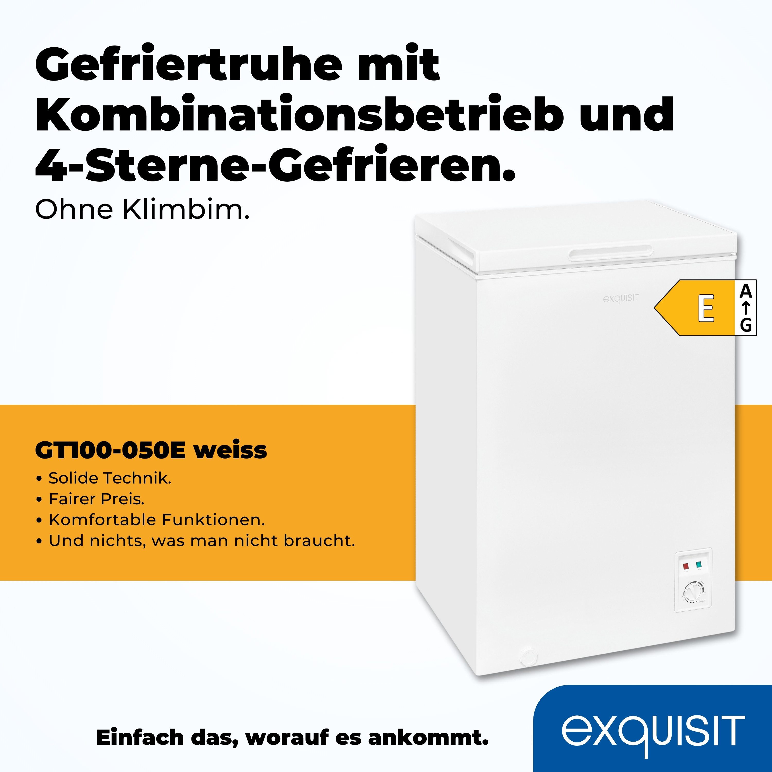 exquisit Gefriertruhe GT100-050E weiss, 54,5 cm breit, 99 l, 4*-Gefriertruhe mit ergonomischer Griffmulde – bequem zu öffnen – Bild 4 von 5