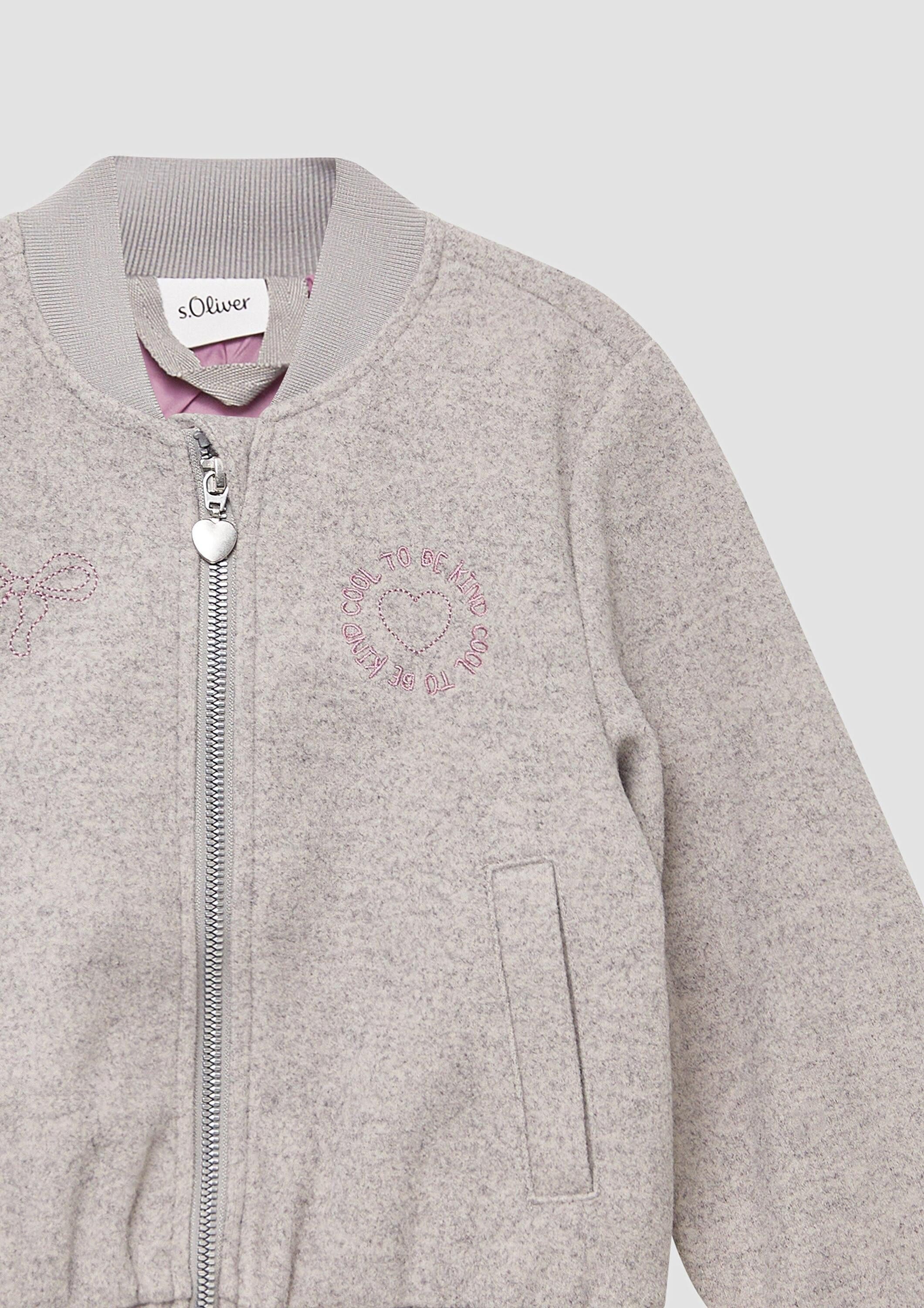 s.Oliver Funktionsjacke Indoor-Jacke Collegejacke in Wolloptik mit Stickerei
