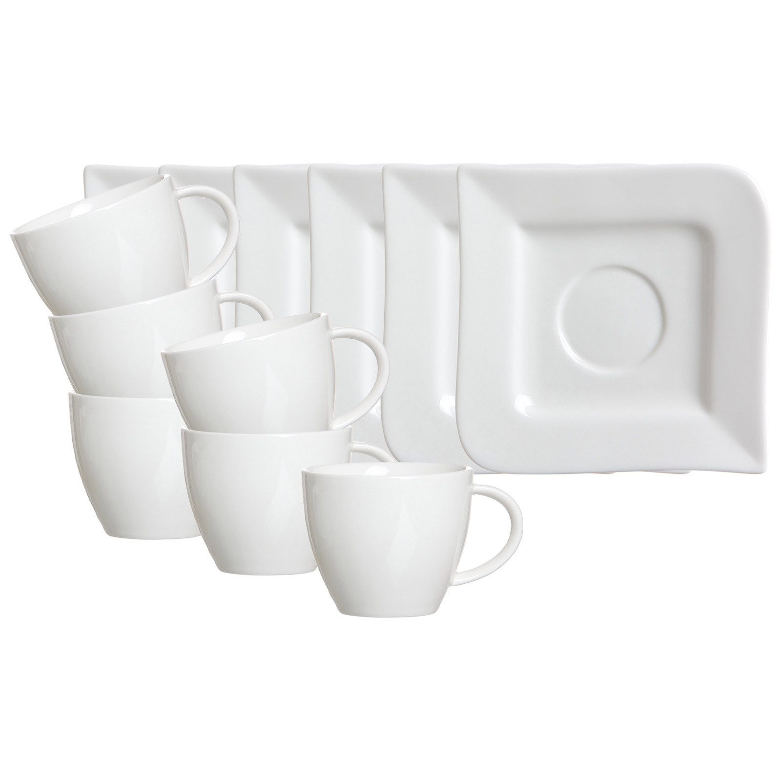 Ritzenhoff & Breker Tasse Melodie Kaffeetassen mit Untertassen 190 ml, 12-tlg., Porzellan