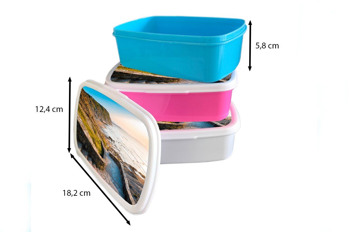 Erwachsene, Kinder, Snackbox, Meer Steine, - Kunststoff Treppe für Kunststoff, Brotbox Lunchbox Brotdose MuchoWow Mädchen, (2-tlg), rosa -