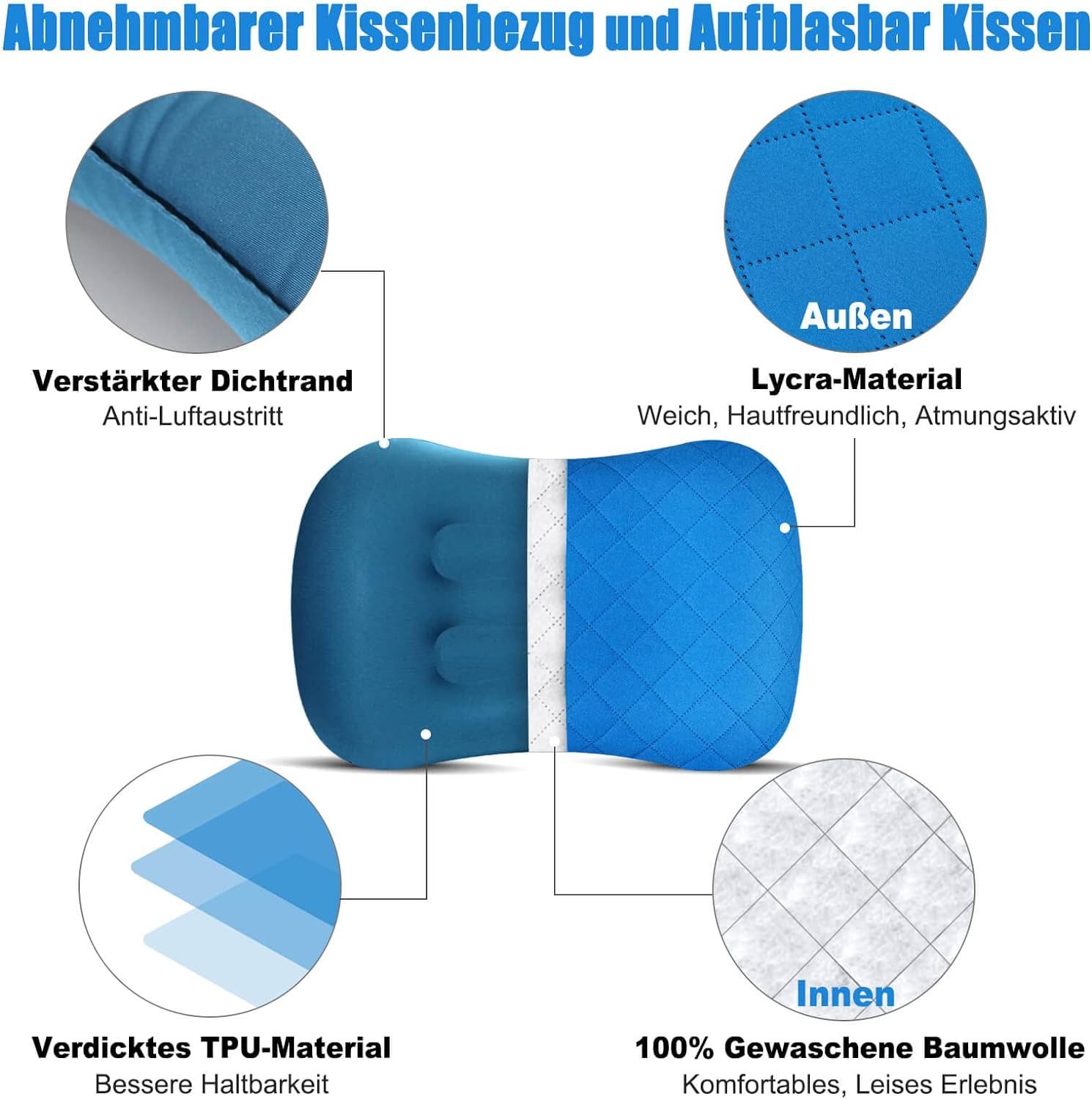 Coonoor Reisekissen Aufblasbares Kissen für Camping/Reise mit abnehmbarem K günstig online kaufen