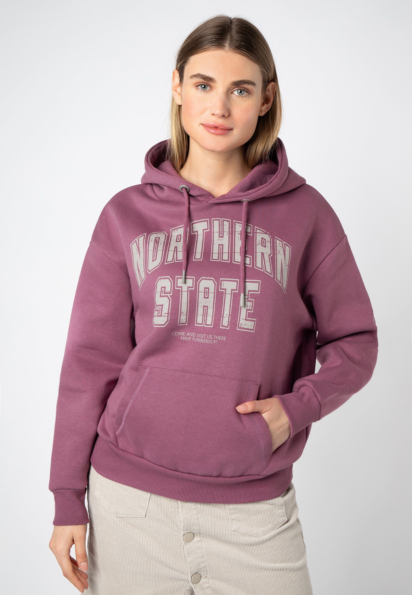 Urban Surface Kapuzenpullover Hoodie mit Vintage Print dark-rose