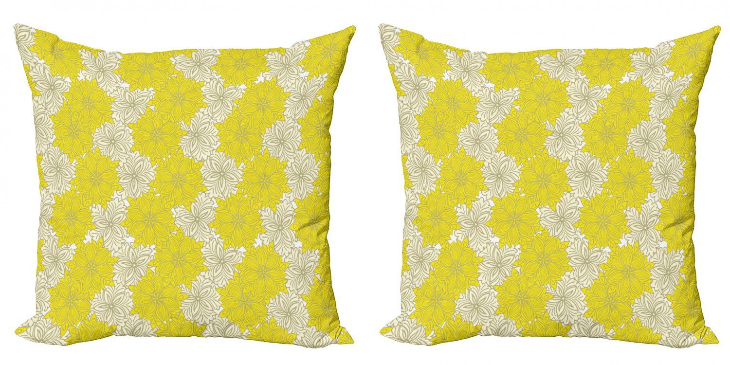 Kissenbezüge Modern Accent Doppelseitiger Digitaldruck, Abakuhaus (2 Stück), Gelbe Blume Frische Garten-Kunst