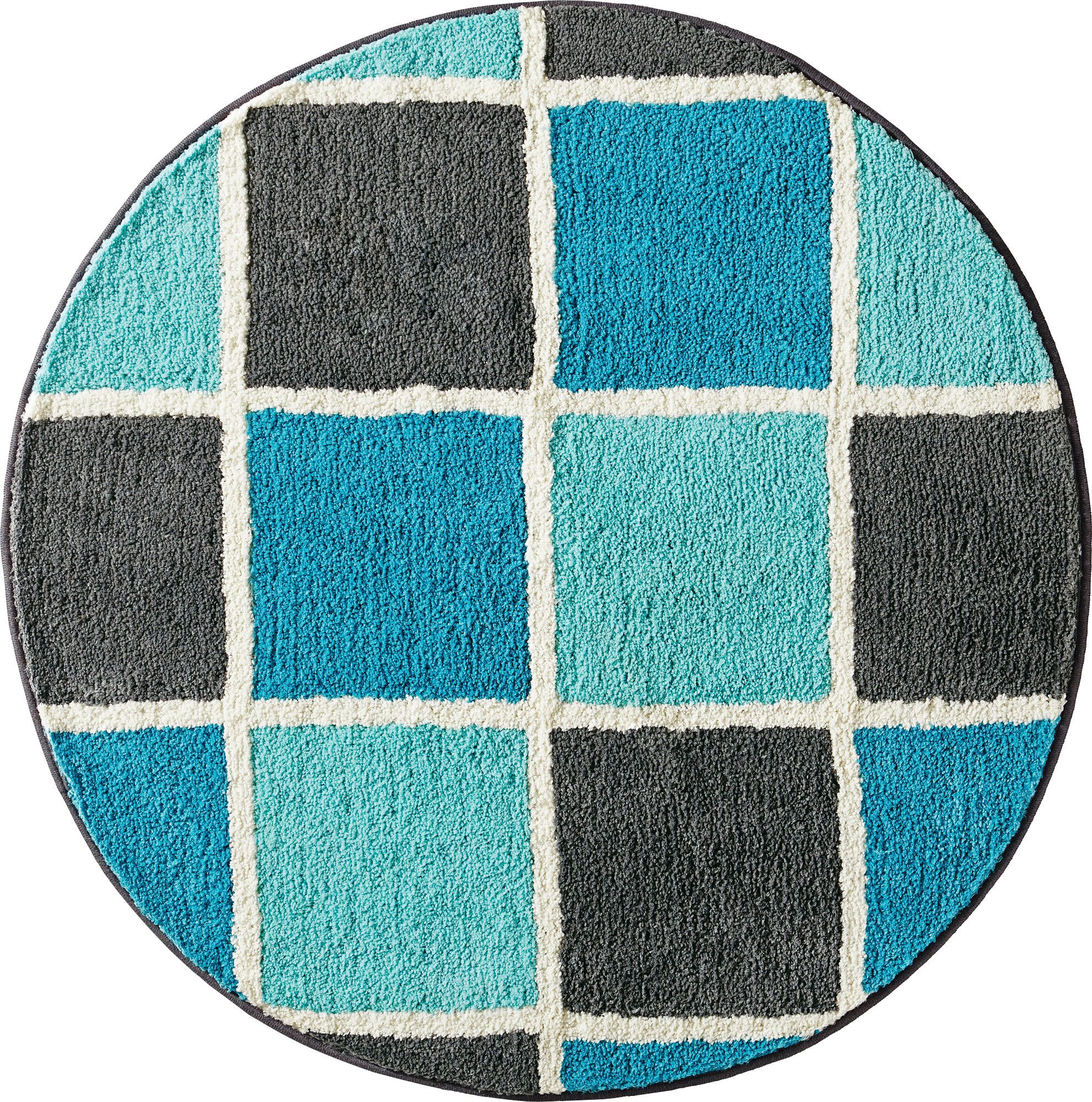 REDBEST Badematte Badematte "Los Angeles", Höhe 20 mm, rund, Karo