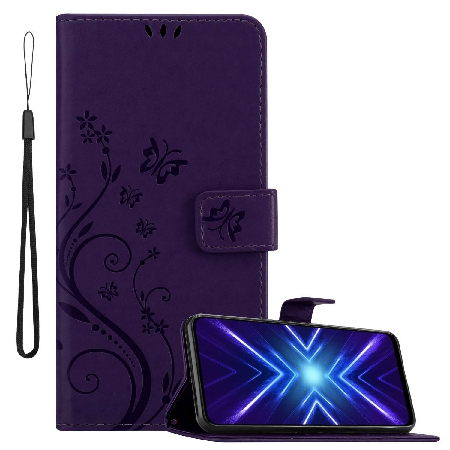 Cadorabo Handyhülle für Honor 9X Hülle Honor 9X, Hülle Schutzhülle Blumen Flower mit Standfunktion Kartenfach Magnet
