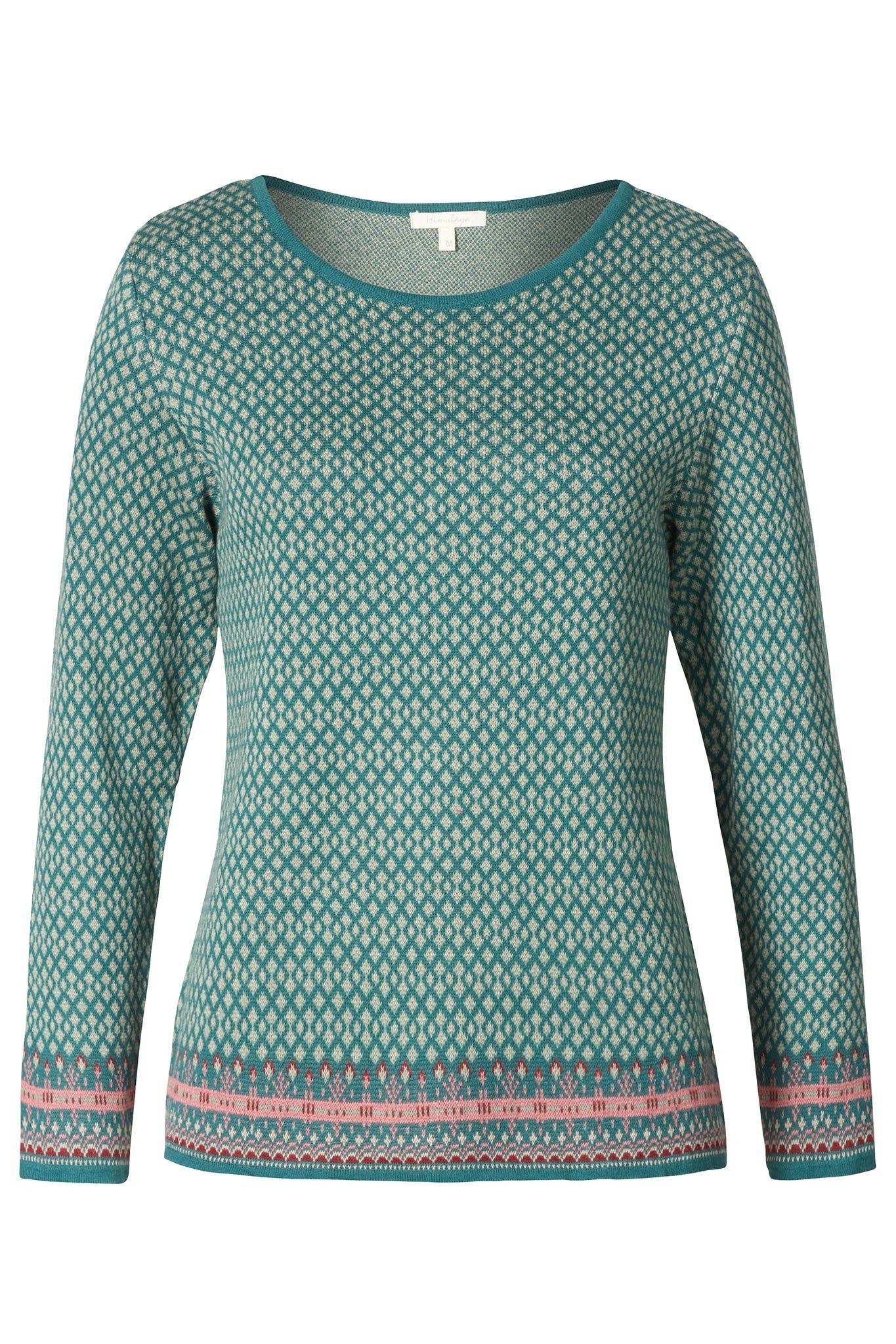 Strickpullover Edler Pullover Damen mit elegantem Jacquard-Muster aus Bio-Baumwolle