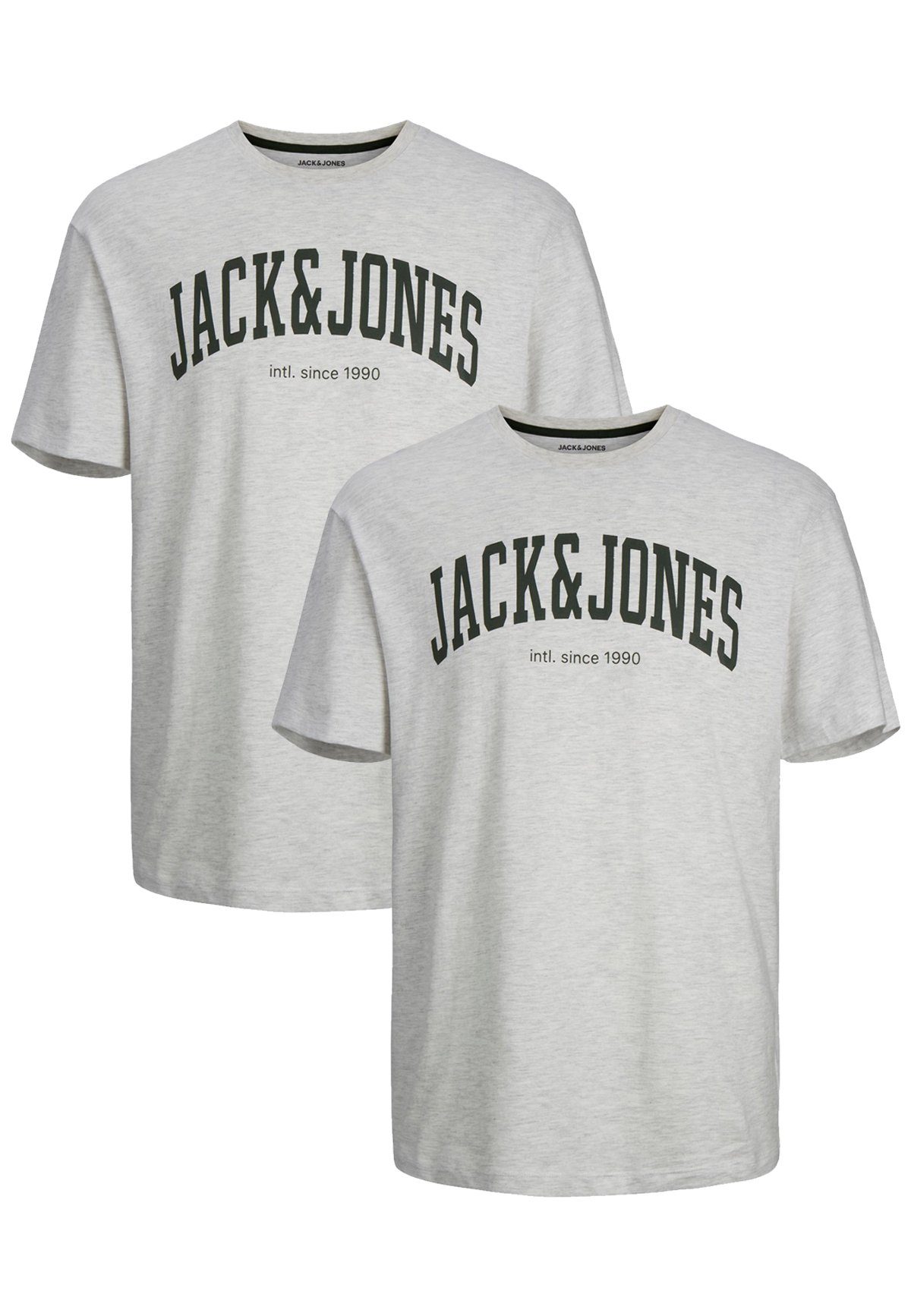 Jack & Jones T-Shirt 2-er Set Logo T-Shirt Kurzarm Basic Shirt JJELOGO (2-tlg) 5581 in Weiß-2