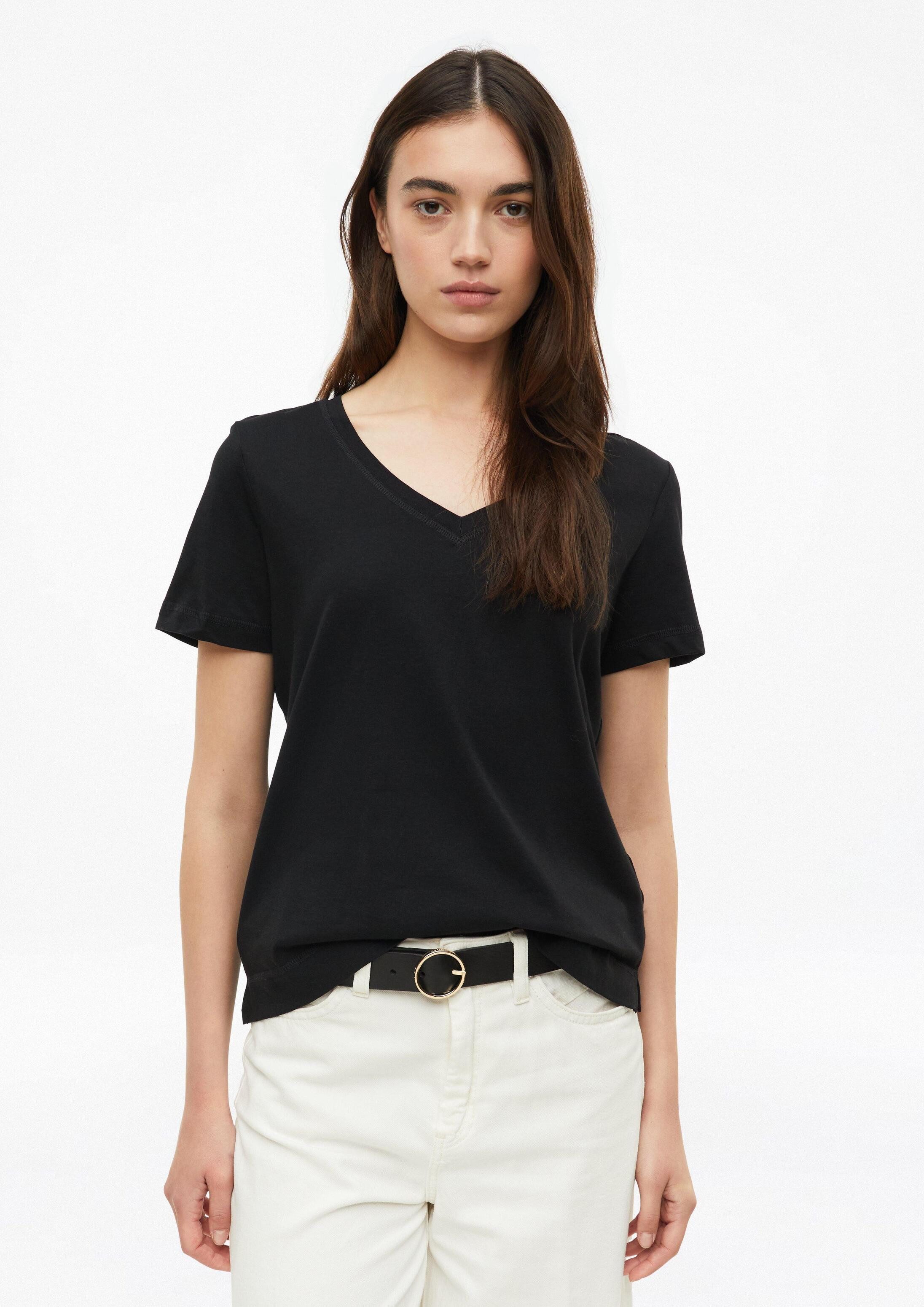 s.Oliver Kurzarmshirt T-Shirt Baumwollshirt mit V-Ausschnitt