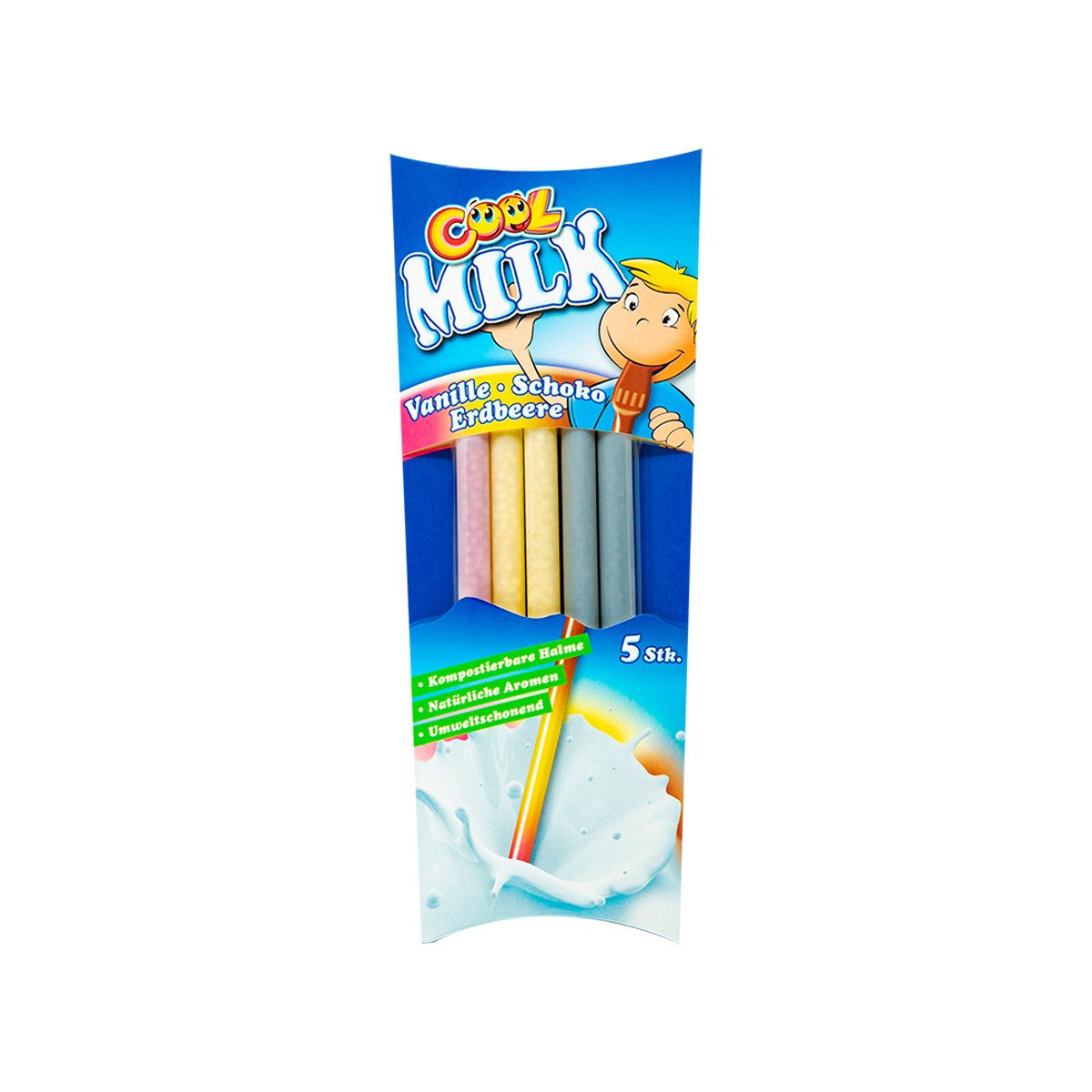 COOL Süßigkeit, Cool Milk Trinkhalm Vanille Schoko Erdbeere Geschmack 5er 30g