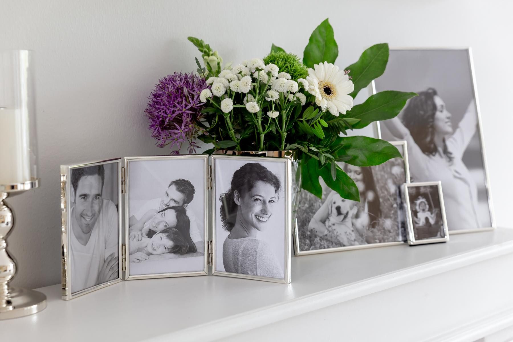 EDZARD Bilderrahmen Genua, für 3 Fotos, edel versilbert & anlaufgeschützt,10x15 cm Foto