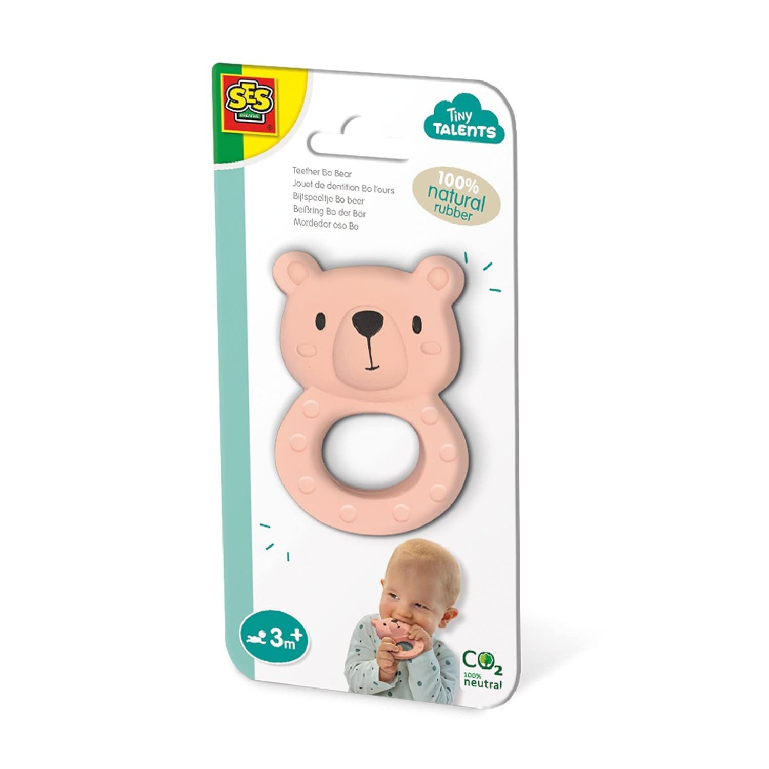 SES Creative Spiel SES Creative Beißring BO der Bär - 100% Naturkautschuk Babyspielzeug