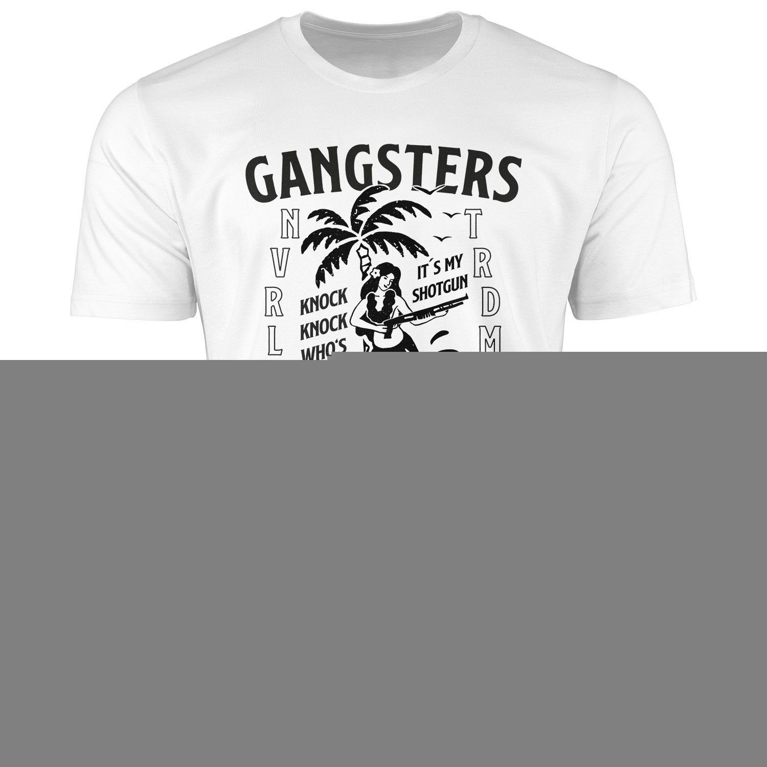 T-Shirt mit Rapper Fashion Paradise Neverless Print Print-Shirt weiß Rap Printshirt Herren Neverless® Streetstyle Gangsters T-Shirt