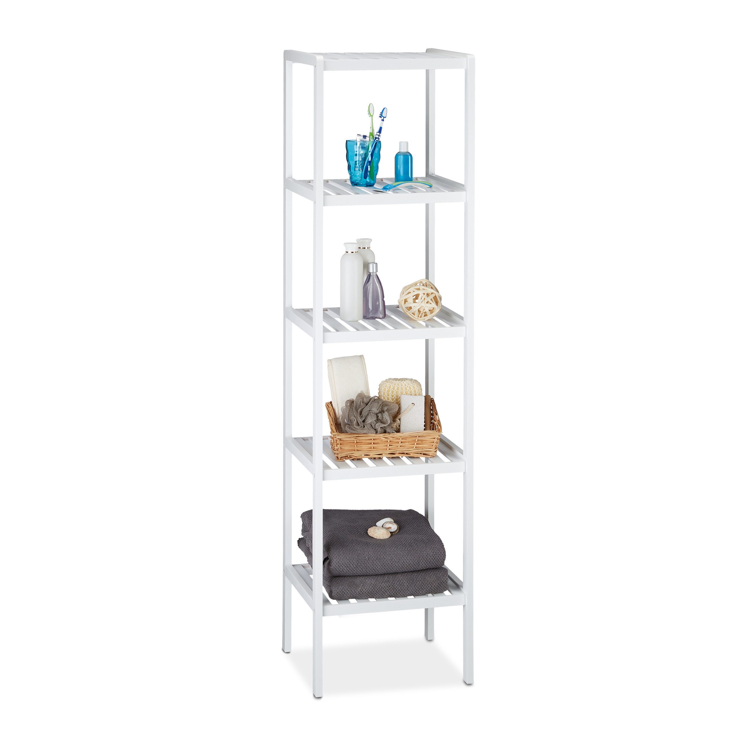 relaxdays Badregal Bambus Badregal weiß günstig online kaufen