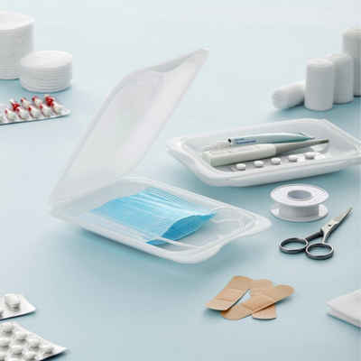 meberg Medizinschrank Universal-Box Arzneimittelbox Aufbewahrungsbox Hausapotheke (2-St) 2er Set Medikamenten-Box weiß BPA frei Erste Hilfe Box Aufbewahrung