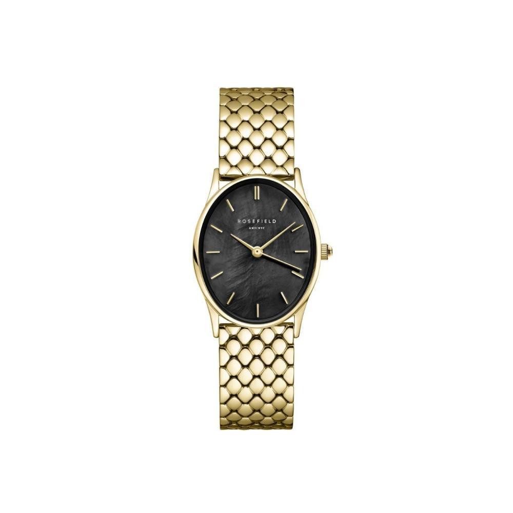 Quarzuhr ROSEFIELD Damenuhr Oval Schwarz Gold OBGSG-OV14