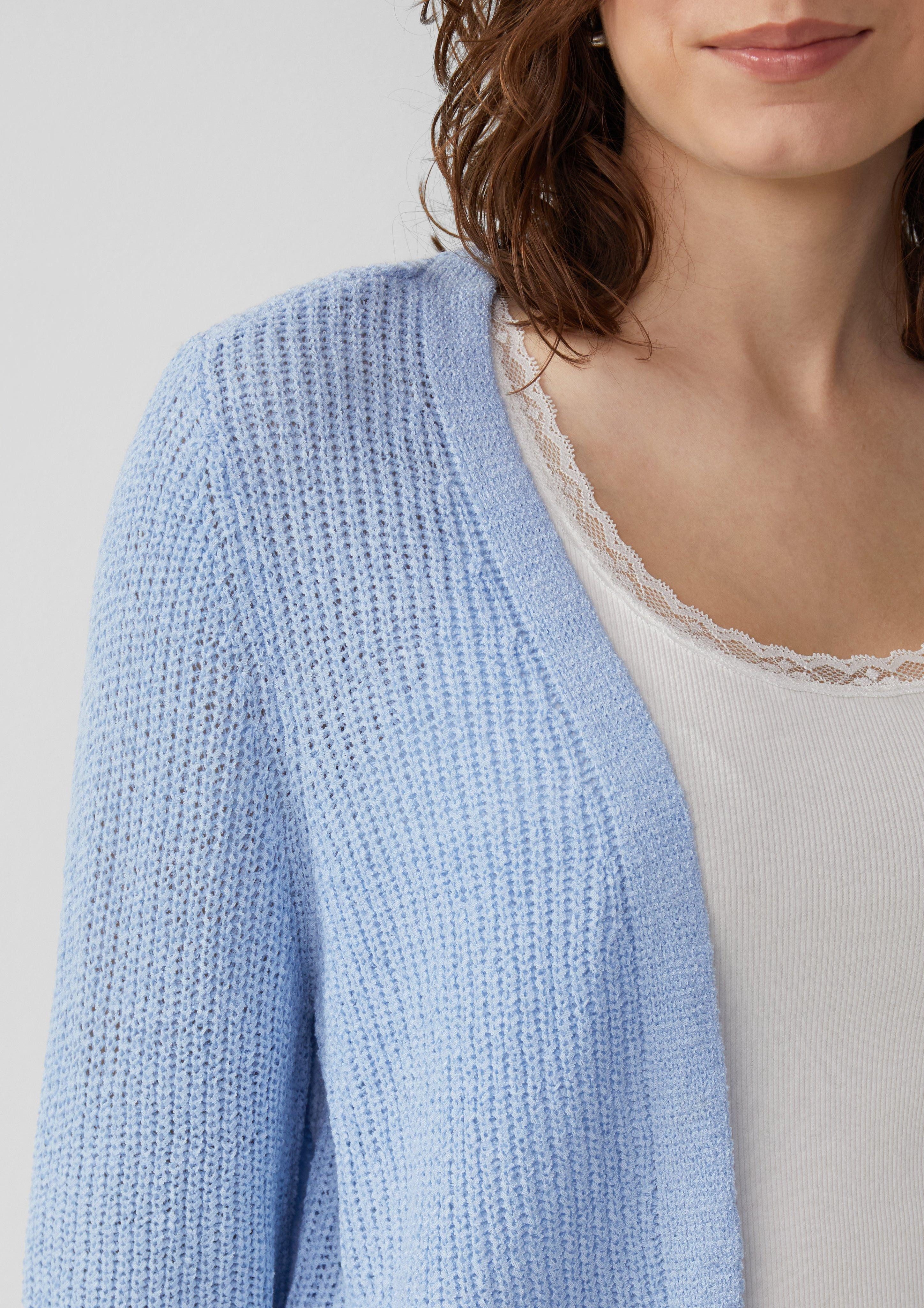 QS Funktionsjacke Strickjacke aus Bändchengarn Rollsaumblende günstig online kaufen