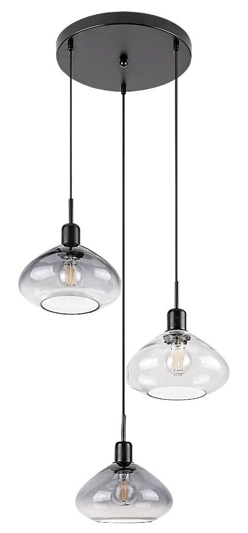 Rabalux Pendelleuchte "Dvora" 3-flammig, Metall, grau, Kugel+rund, E27, ø220mm