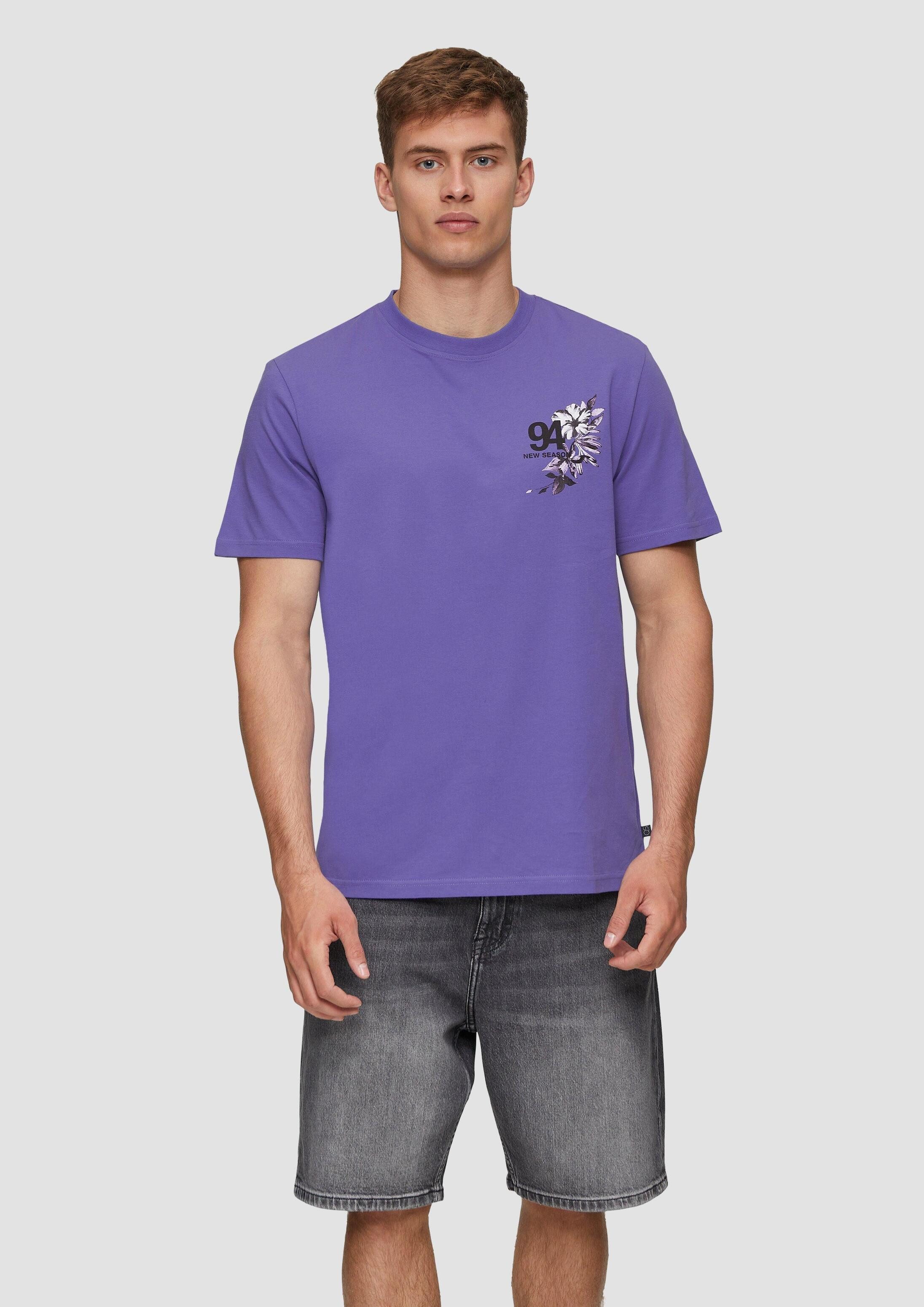 QS Kurzarmshirt T-Shirt Baumwollshirt mit Brustprint