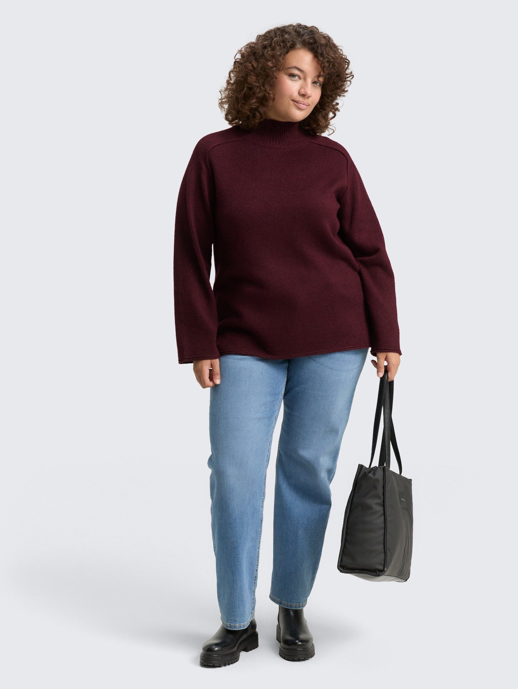 TOM TAILOR PLUS Strickpullover Pullover & Strickjacken Plus Size - Loose Fit Strickpullover mit Stehkragen