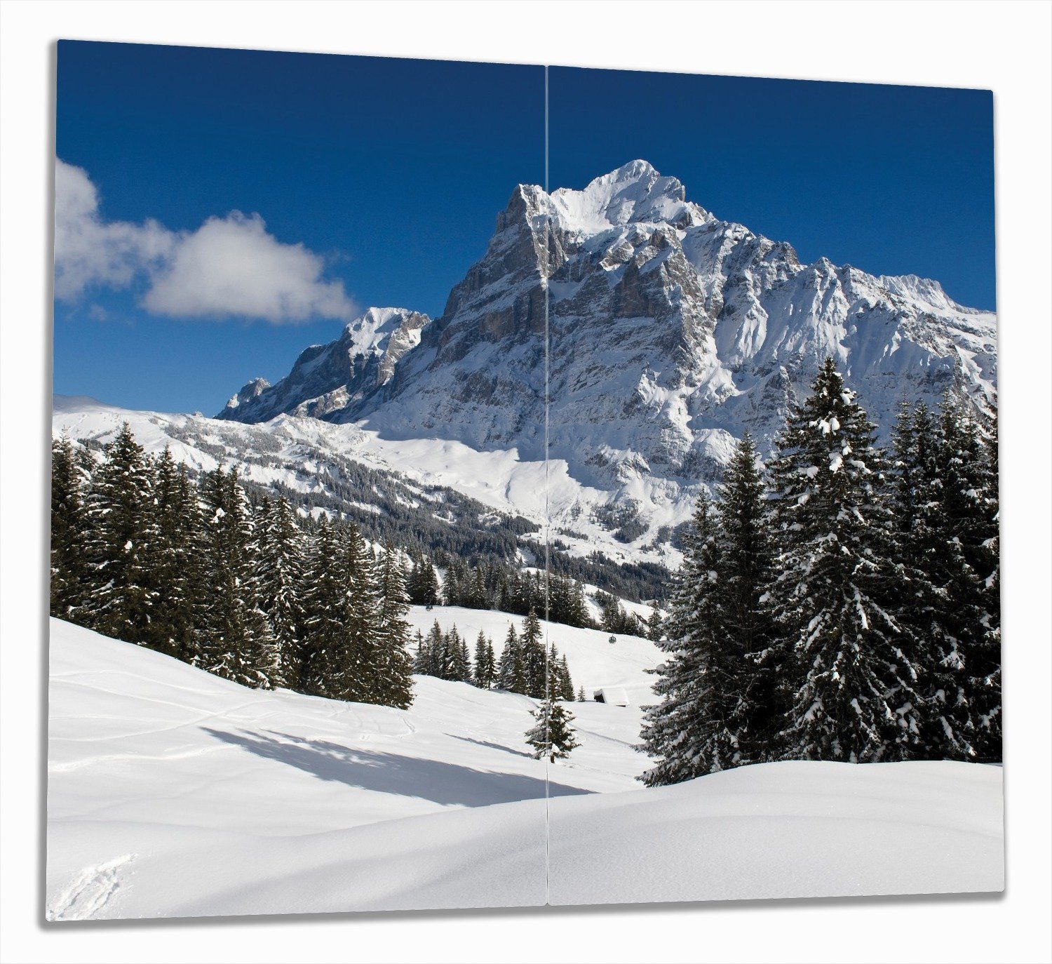 Himmel, unter 2 blauem ESG-Sicherheitsglas, inkl. Berghang Noppen), verschiedene (Glasplatte, 5mm Größen Verschneiter Herd-Abdeckplatte tlg., Wallario