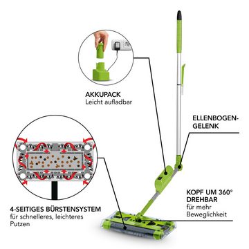 Swivel Sweeper Akkubesen G2 kabellos und wiederaufladbar limegreen 7,2V 15W, 15,00 W, Reinigungskamm, 360° Rotation Ellenbogengelenk Besen Schmutz sammelt sich im Behälter