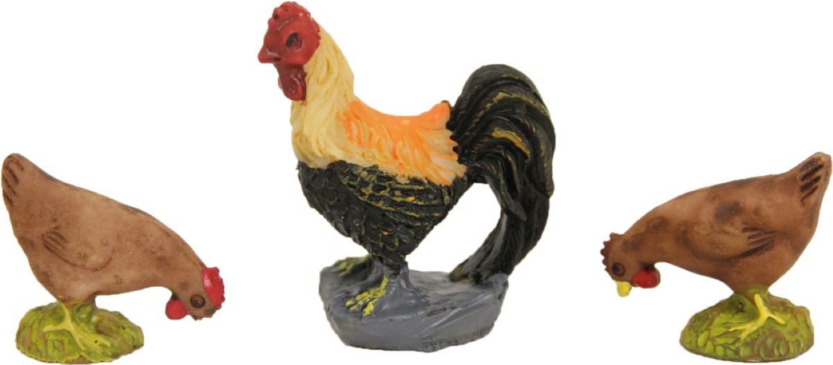 FADEDA Tierfigur 3x FADEDA Hahn mit Hühnern, Höhe in cm: 3,5