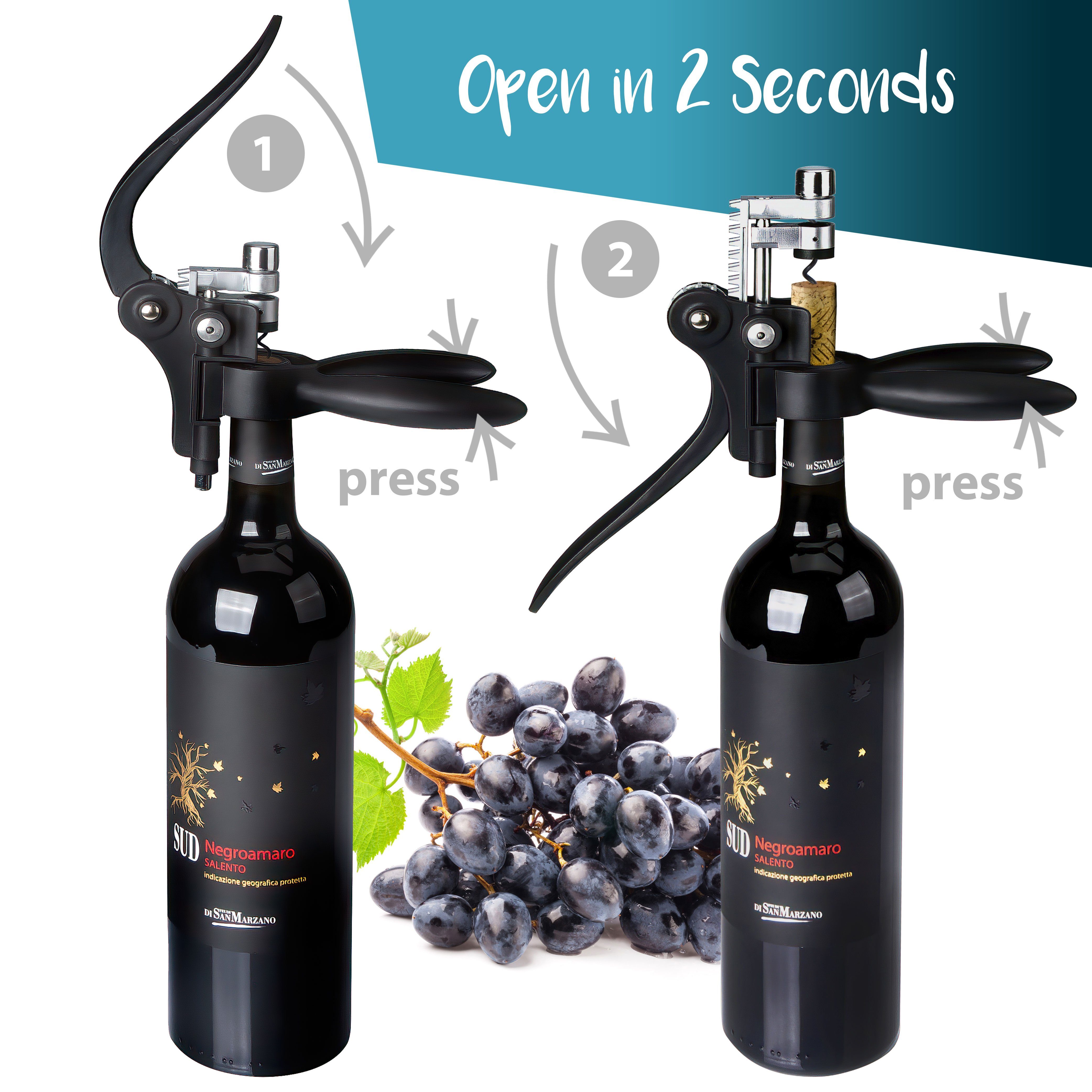 Goods+Gadgets Korkenzieher GOODS+GADGETS Hebelkorkenzieher - Profi Korkenzieher Weinöffner satz, (Profi Sommelier Flaschenöffner, mit Hebel), Weinflaschenöffner