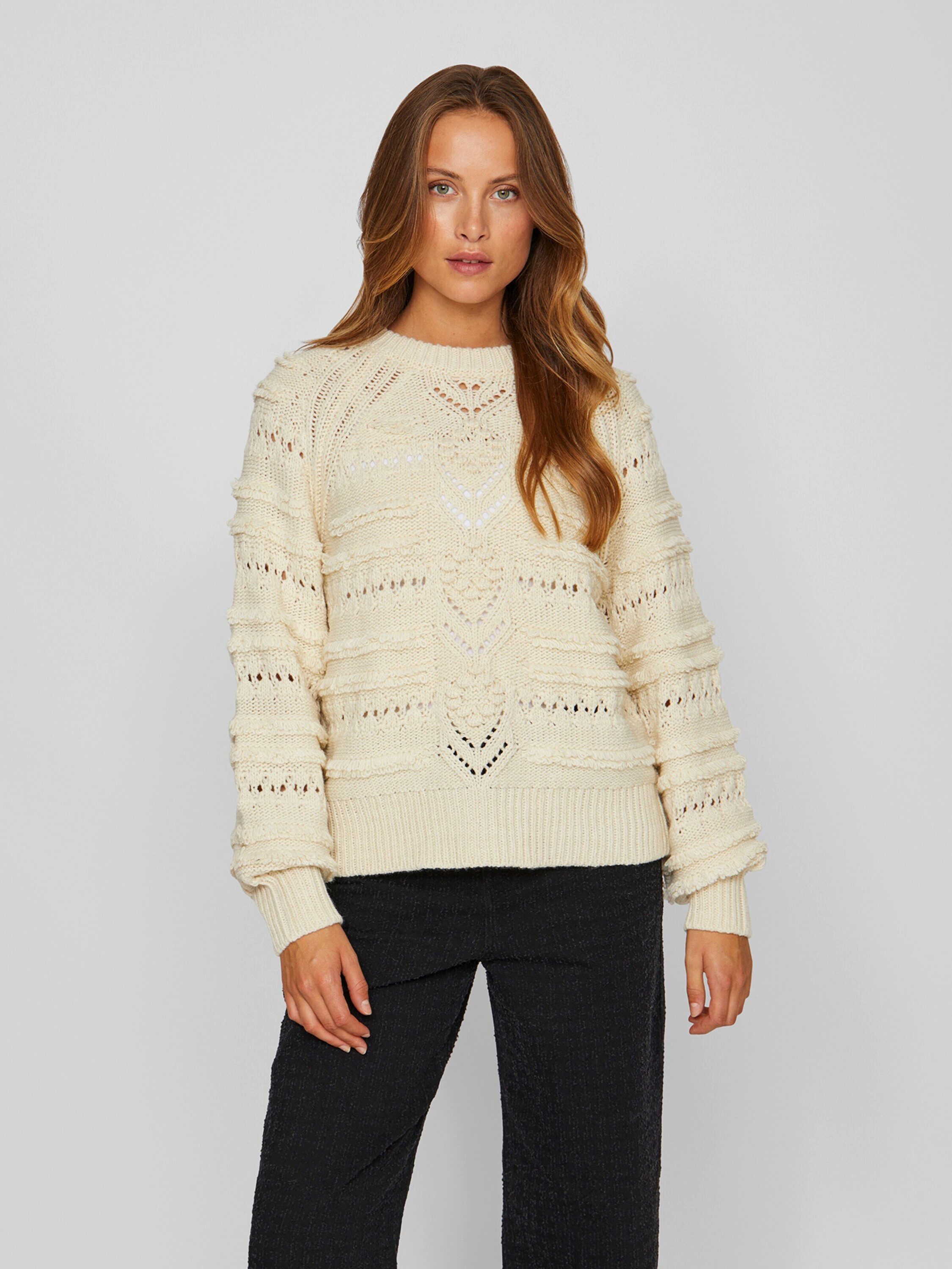 Vila Strickpullover (1-tlg) Lochmuster günstig online kaufen