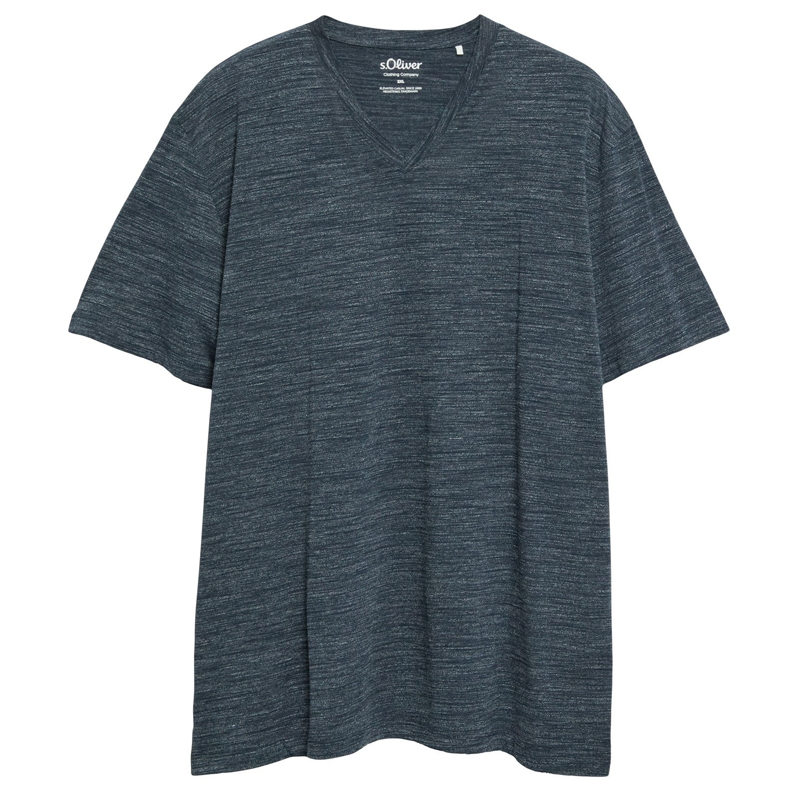 s.Oliver V-Shirt s.Oliver Stretch Basic-T-Shirt navy V-Neck Übergröße