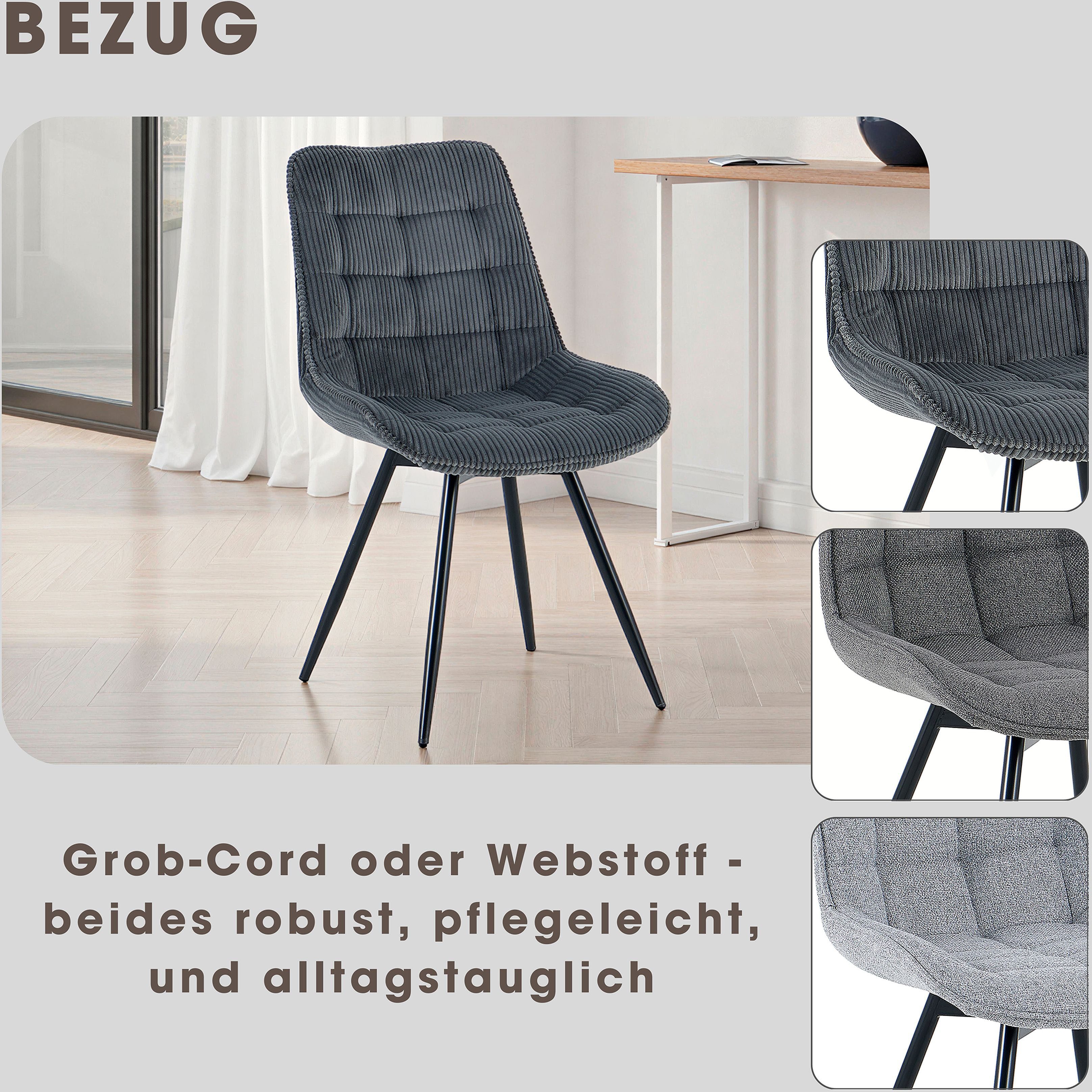 OTTO home Esszimmerstuhl Catania (Set, 2 St), bequemer Stuhl, 360 Grad drehbar in verschiedenen Stoffen und Farben.