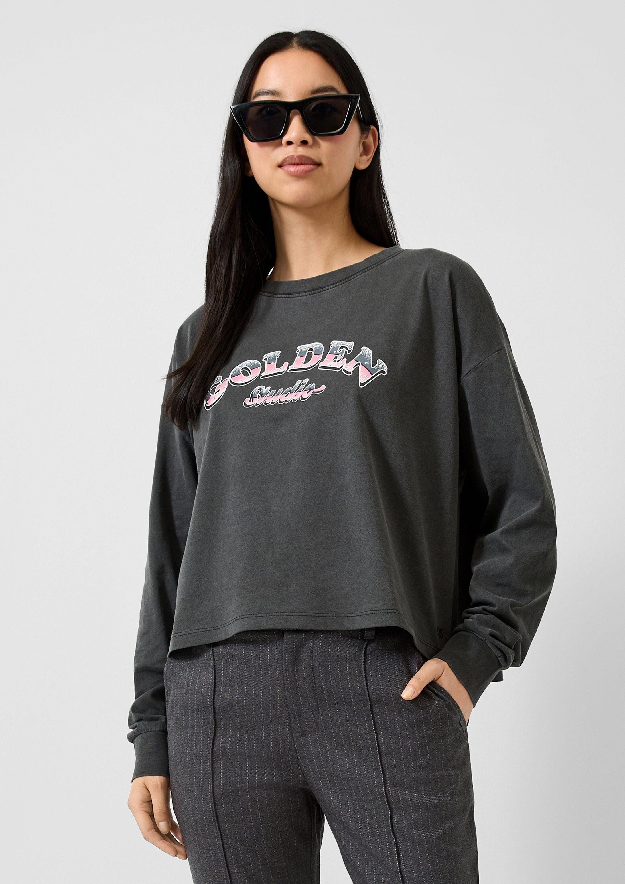 QS Langarmshirt T-Shirt Boxy Longsleeve mit Frontprint