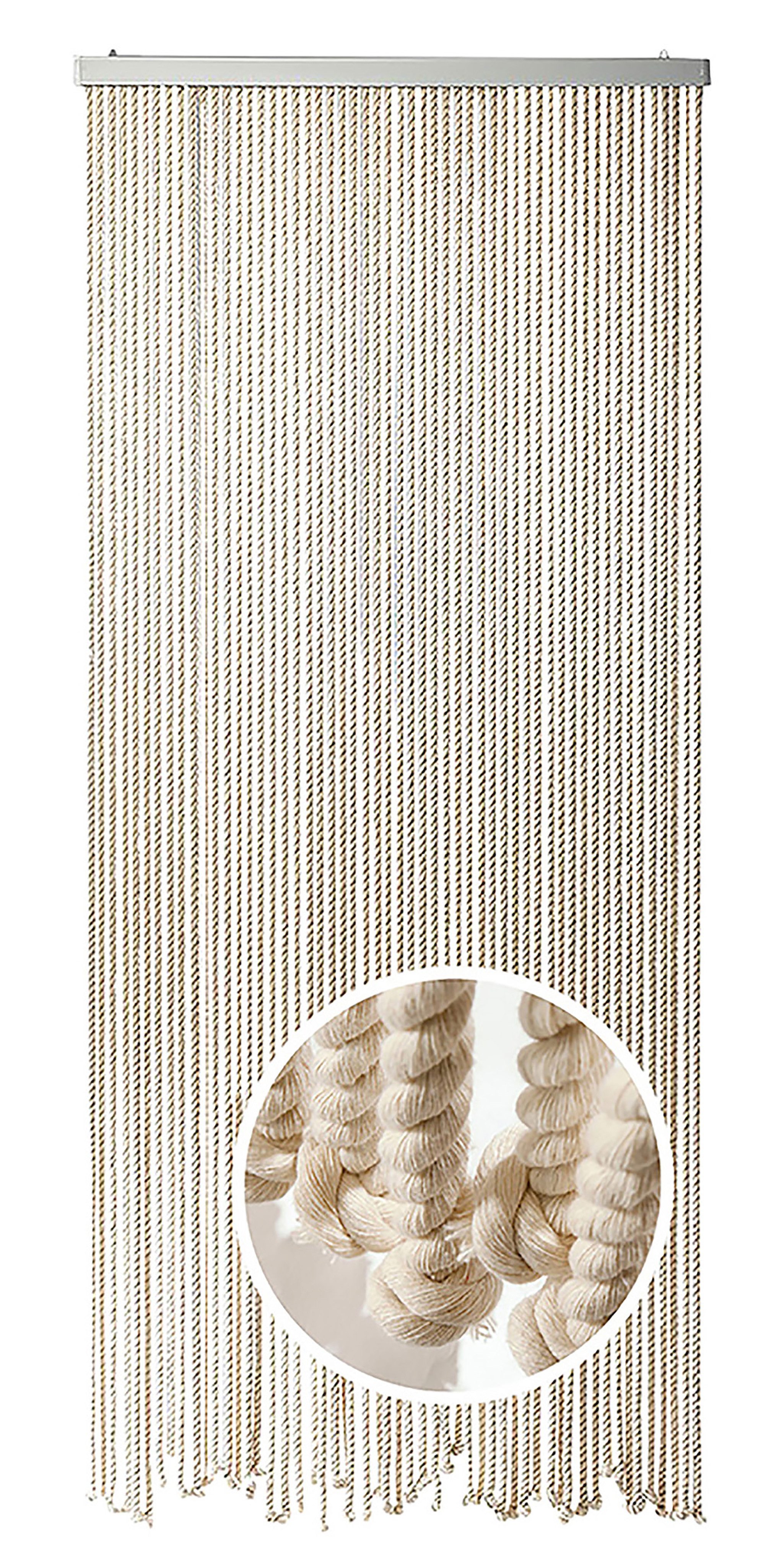 Kobolo Türvorhang Seilvorhang MARITIM mit Aluleiste - 100 x 230 cm (1 St), Ösen, halbtransparent, 60 Stränge