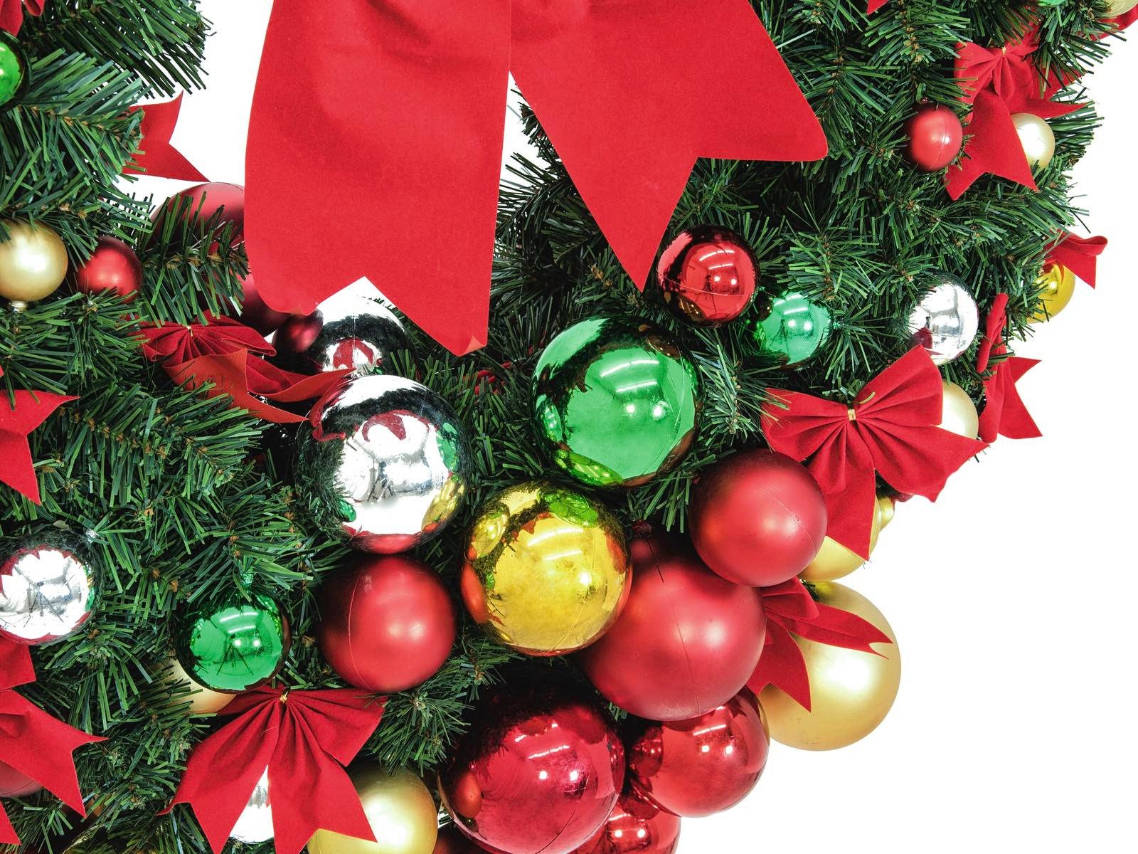 artplants Adventskranz Künstlicher Tannenkranz Annie, geschmückt, bunt, Ø90cm