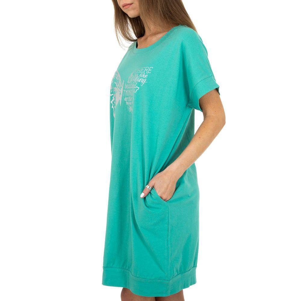 Damen Kleider Ital-Design Sommerkleid Damen Freizeit Print Stretch Sommerkleid in Türkis