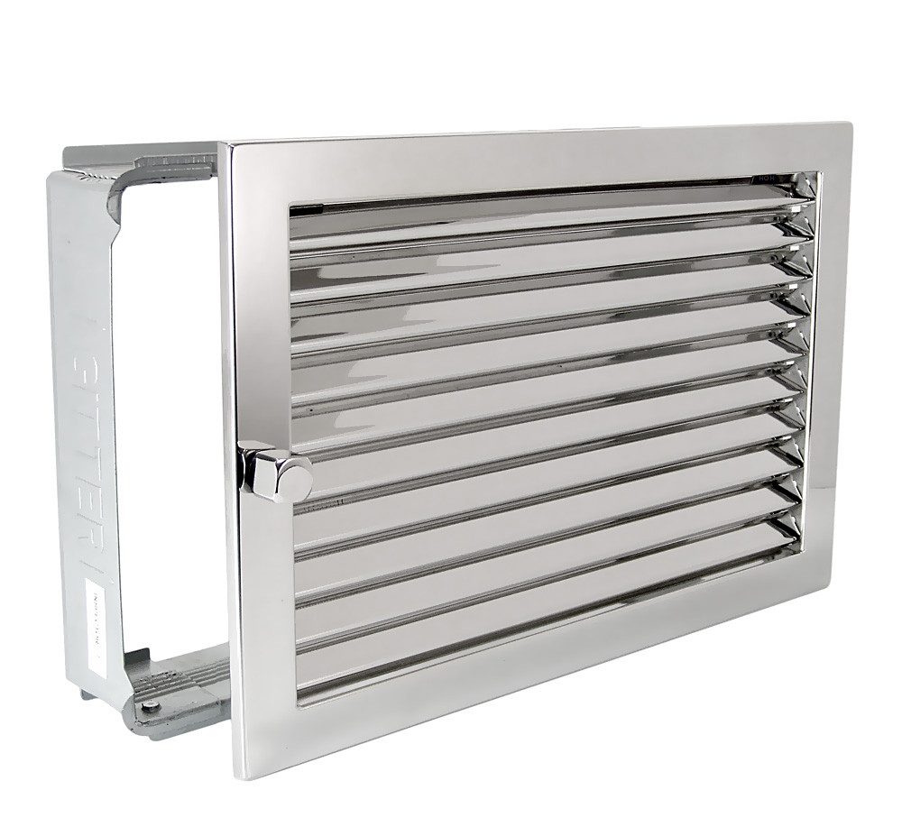 CB-TEC Lüftungsgitter Warmluftgitter WG 3523 ESG Edelstahl Hochglanz 350 x 230 Abluftgitter, Regulierbare Edelstahl Lamellen