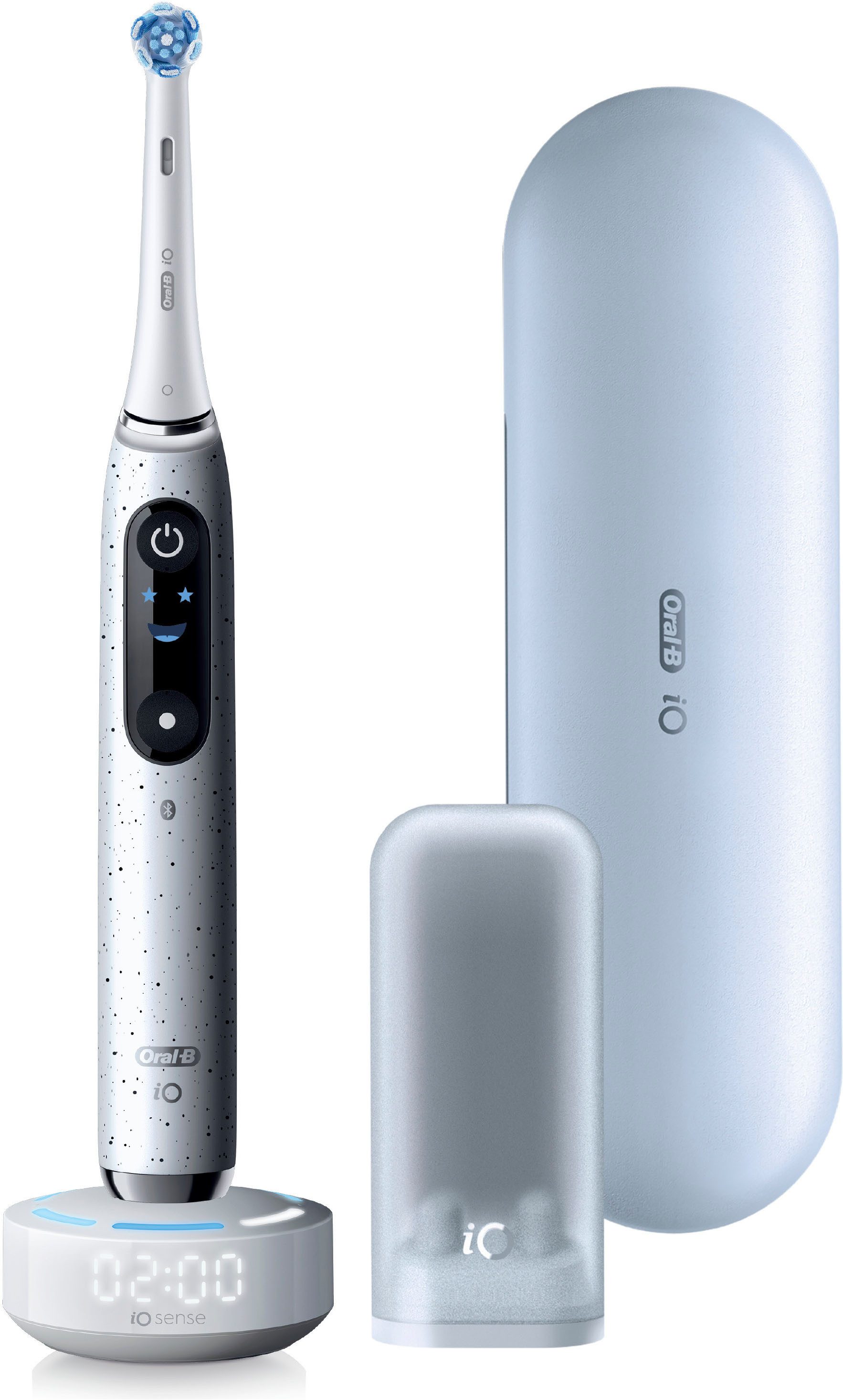 Oral-B Elektrische Zahnbürste Oral-B iO Series 10, Aufsteckbürsten: 1 St., 1 Aufsteckbürste, Aufsteckbürstenhalter, Lade-Reise-Etui, iO Sense Zahnputz-Coach, Schnellladestation, Langanhaltender Akku