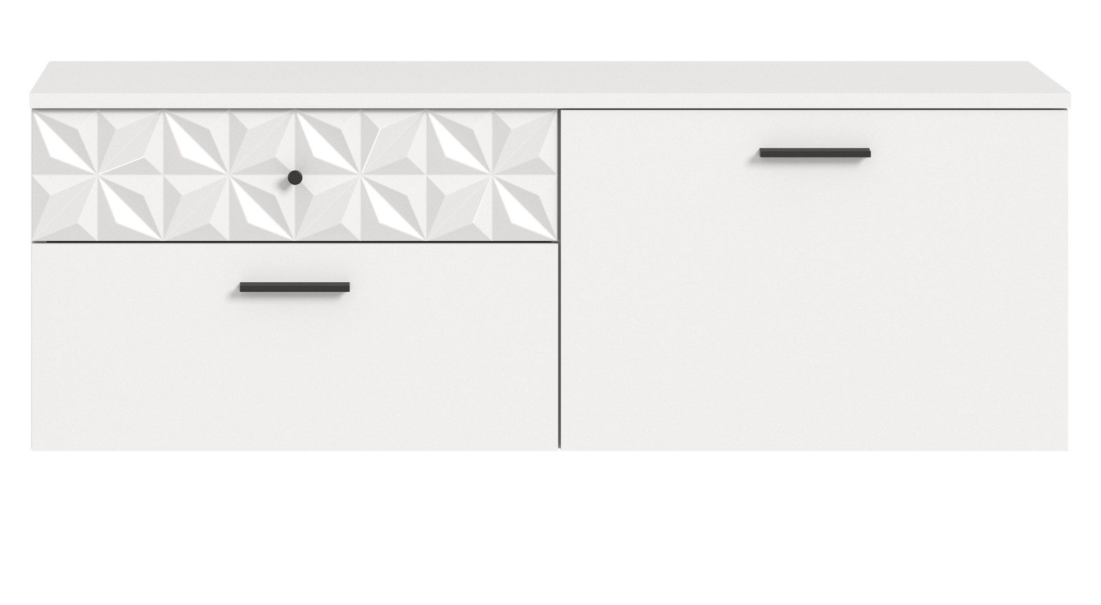 Inn.Furn Hängeschuhschrank Relief (Kommode in weiß mit 3D-Relief, 110 x 38 cm) 2 Schubladen und 2 Fächer