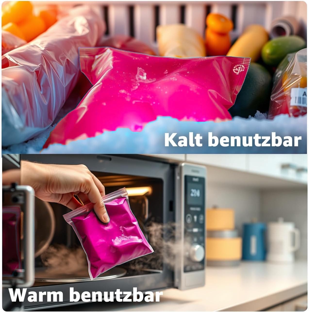 Praktikraft Kalt-Warm-Kompresse 3er Set Kühlpacks Kühlpads - 15x15 cm - Kalt & Warm Kompresse, 3er Set, 3-teilig
