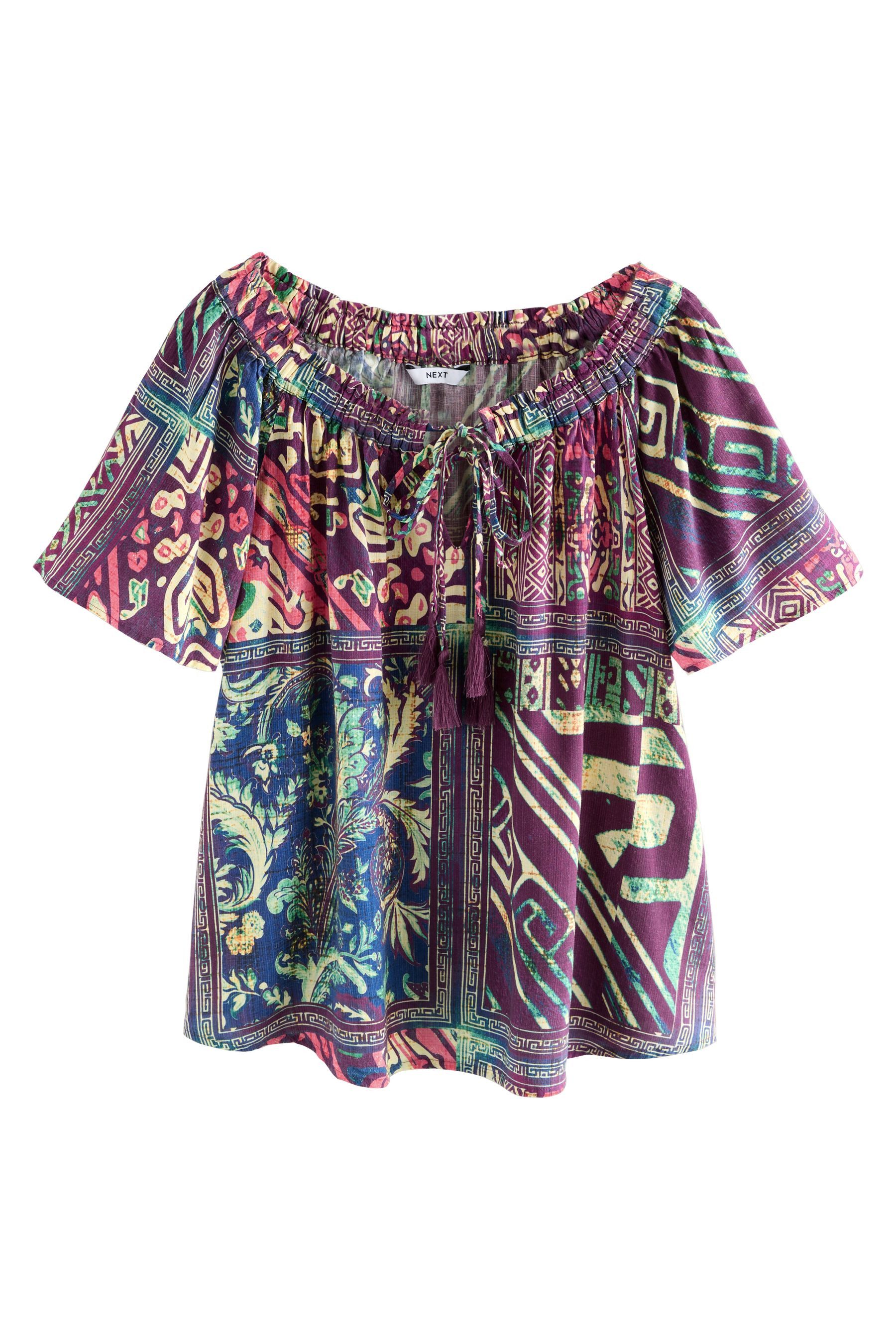 Next Blusenshirt Kurzärmliges Bardot-Oberteil mit Neckholder günstig online kaufen