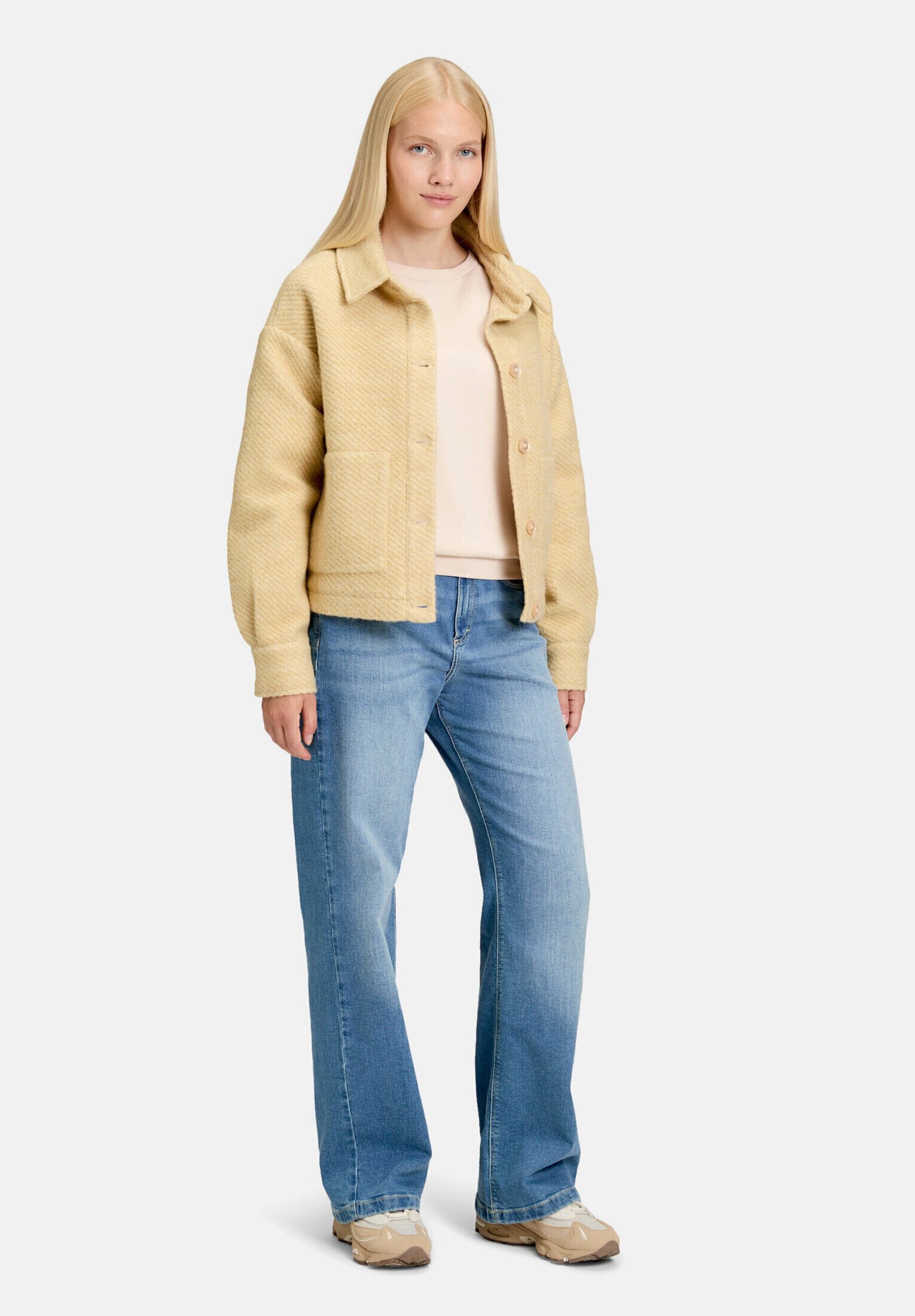 Cartoon Canvasjacke Damen mit aufgesetzten Taschen