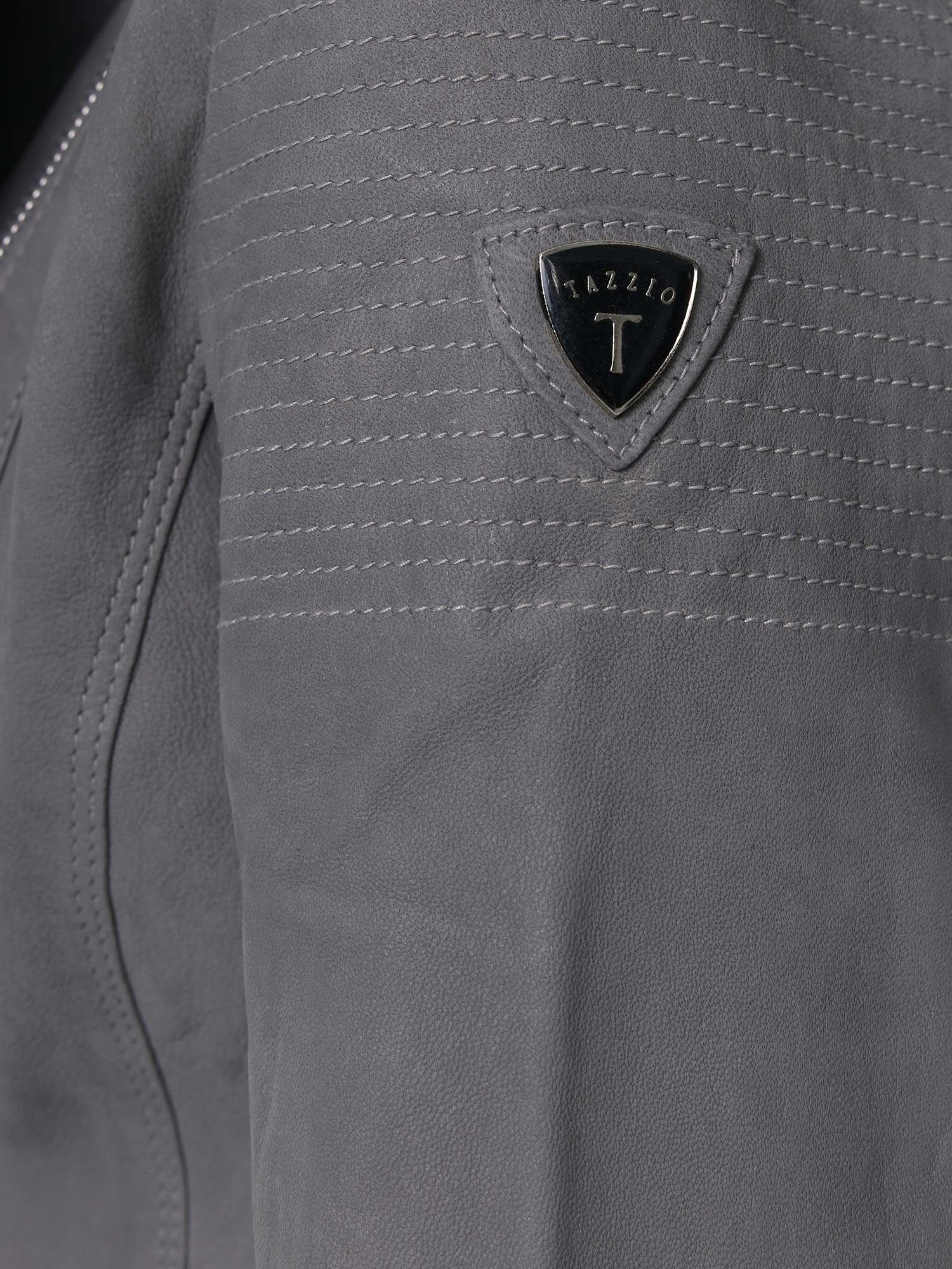 Tazzio Lederjacke F500 Damen Leder Look Biker Reverskragen grau im Zipper-Details mit & Jacke