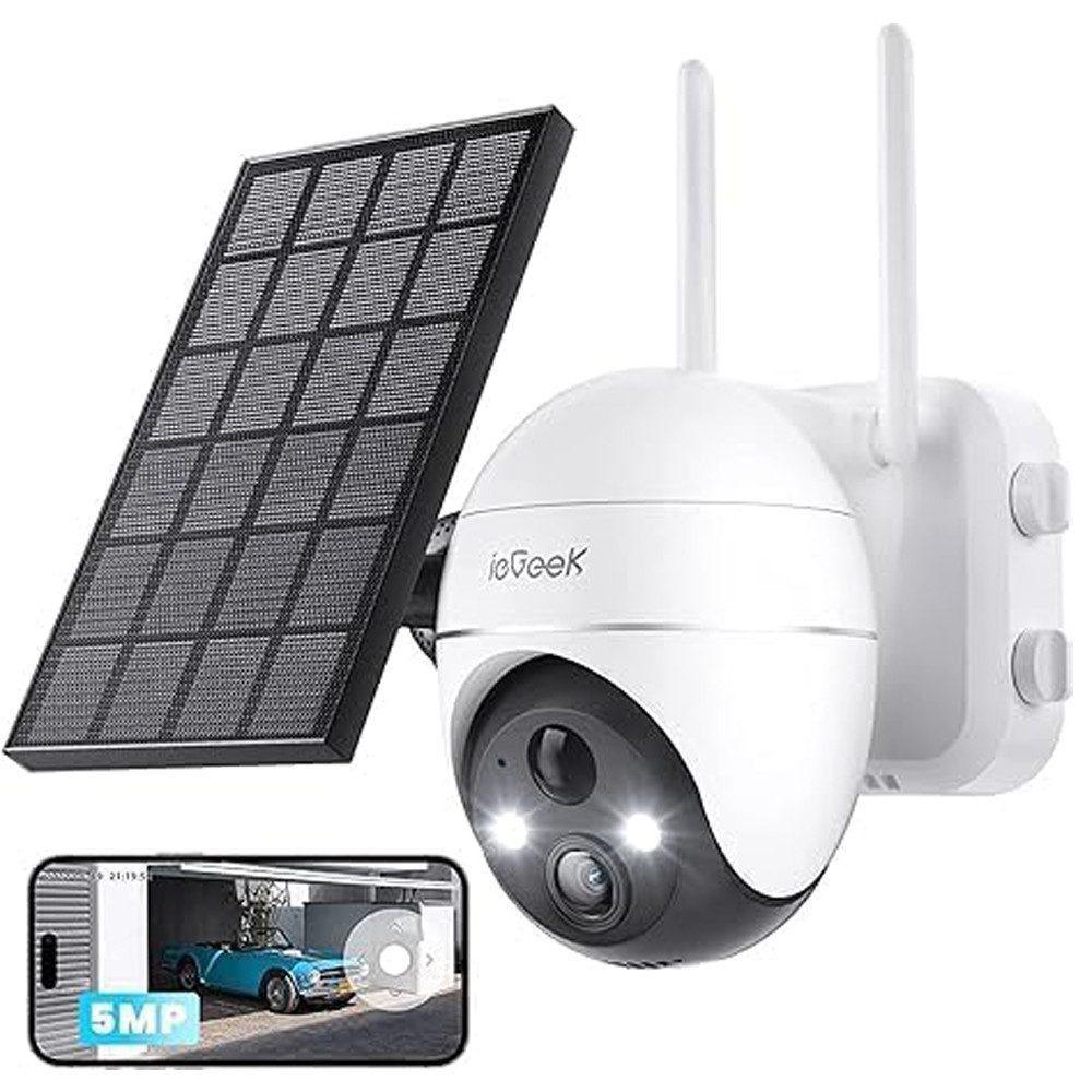 TWUFY Überwachungskamera ieGeek 2K 5MP PTZ WLAN Kamera Überwachung Außen mit Solarpanel (Outdoor, Außenbereich, Aussen, außen/innen, Überwachungskamera Aussen Akku Solar, 1-tlg., PIR Bewegungsmelder 2,4GHz WiFi Farbnachtsicht Zwei-Wege-Audio, solar Kamera Überwachung außen Mit der Familie teilen)