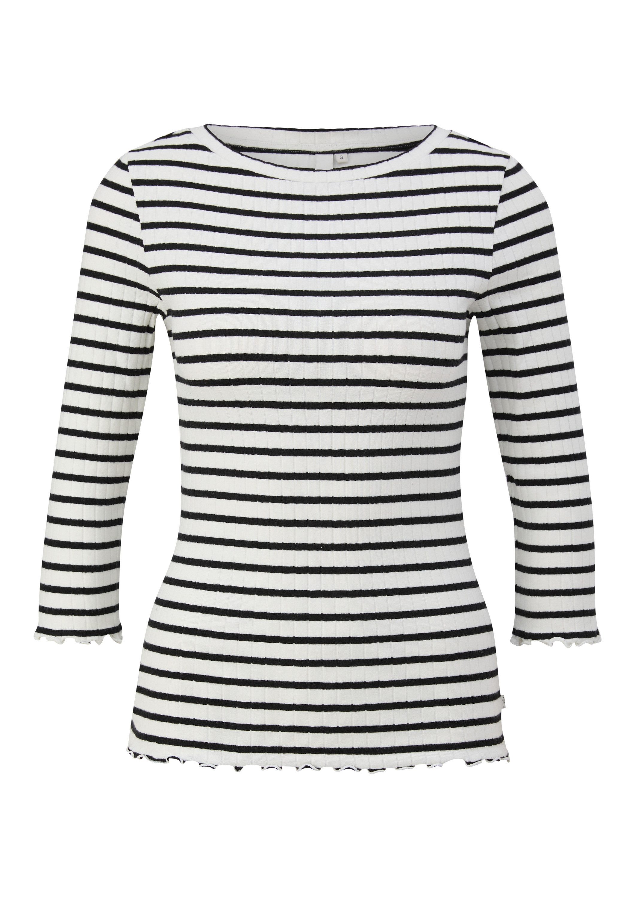 QS 3/4-Arm-Shirt T-Shirt Ringelshirt mit Rippstruktur und 3/4-Arm günstig online kaufen