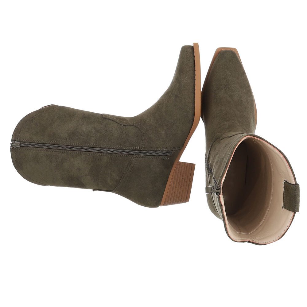 Ital-Design Stilvoller Cowboystiefel mit praktischem Reißverschluss Westernstiefelette (90482484) Blockabsatz Stiefeletten in Grün