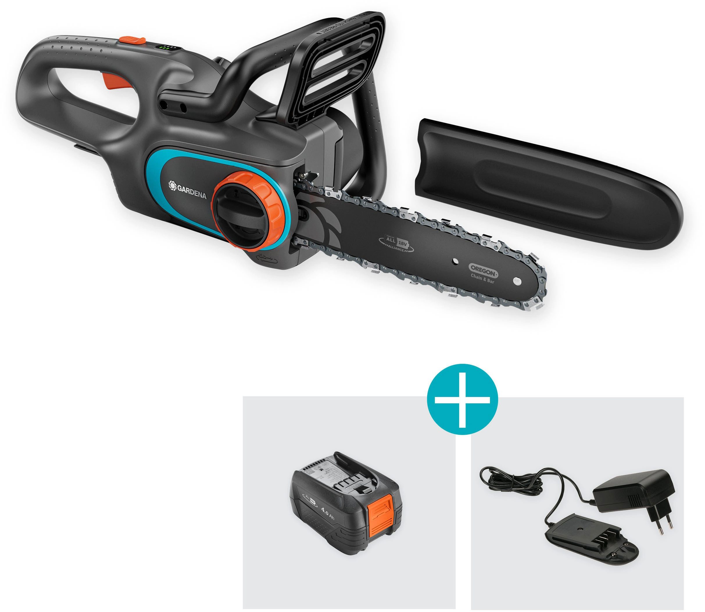 GARDENA Akku-Kettensäge PowerSaw 250/18V P4A Ready-To-Use Set, 25 cm Schwertlänge, inkl. Akku und Ladegerät, Zum Schneiden von Ästen im Garten – Bild 5 von 5