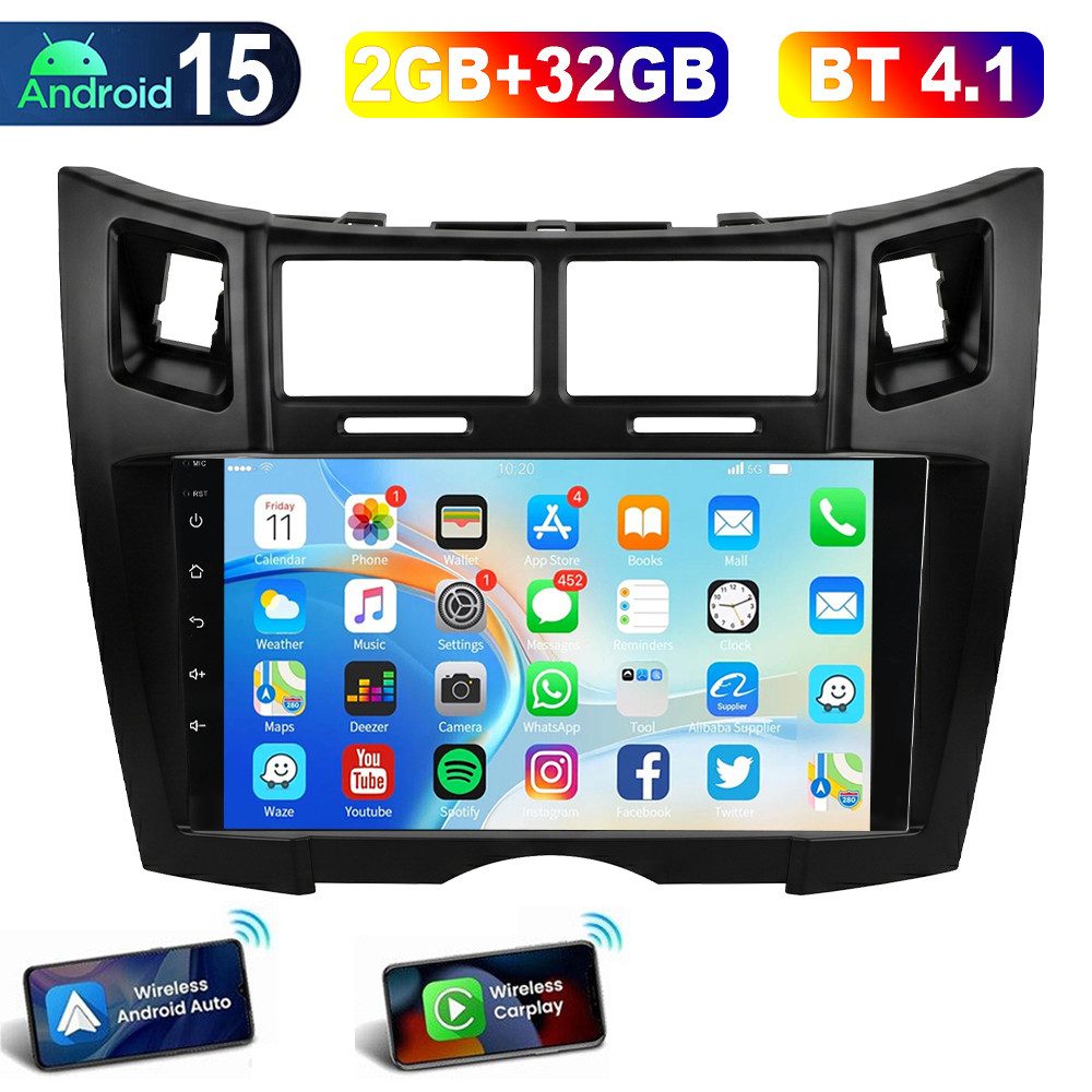 4+64G 9'' Android15 Radio Toyota Yaris XP90 2005-2012 CarPlay Navi SWC Autoradio