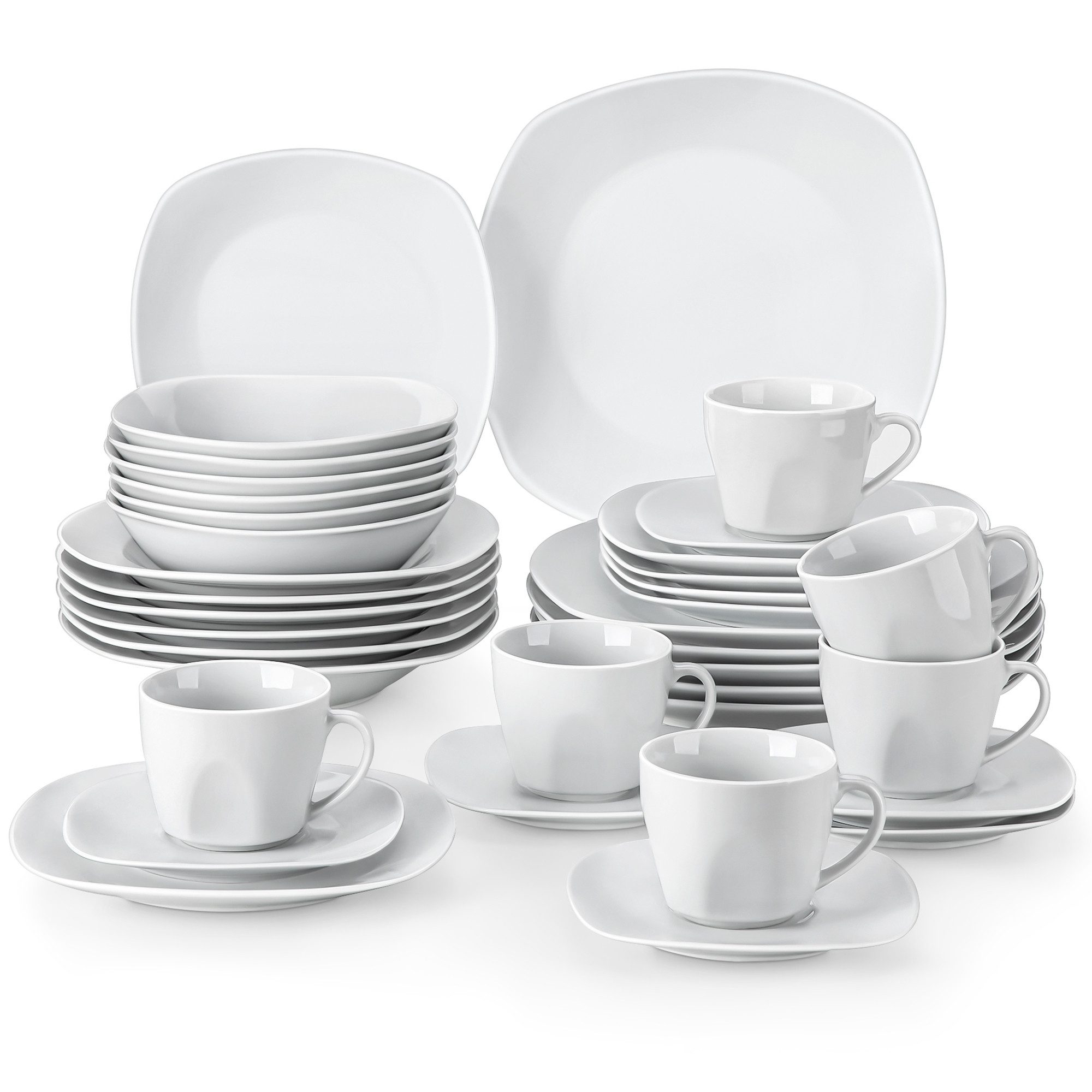 Geschirr-Set Weiß Porzellan Geschirrset für 6/4 Personen