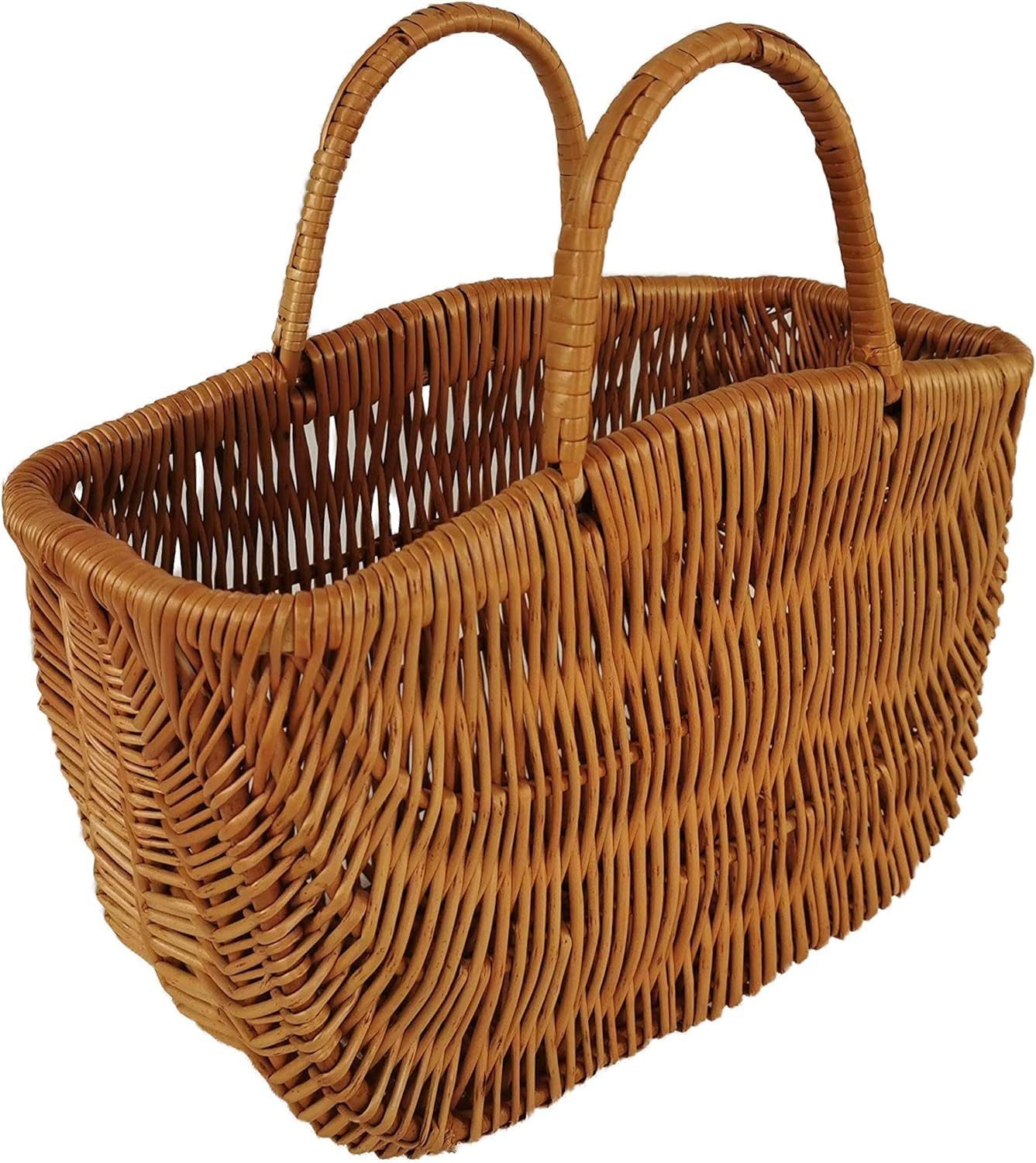 natuleo by pokuc Flaschenkorb Einkaufskorb aus Weide Braun natur 42x20x42 cm – Bild 3 von 4